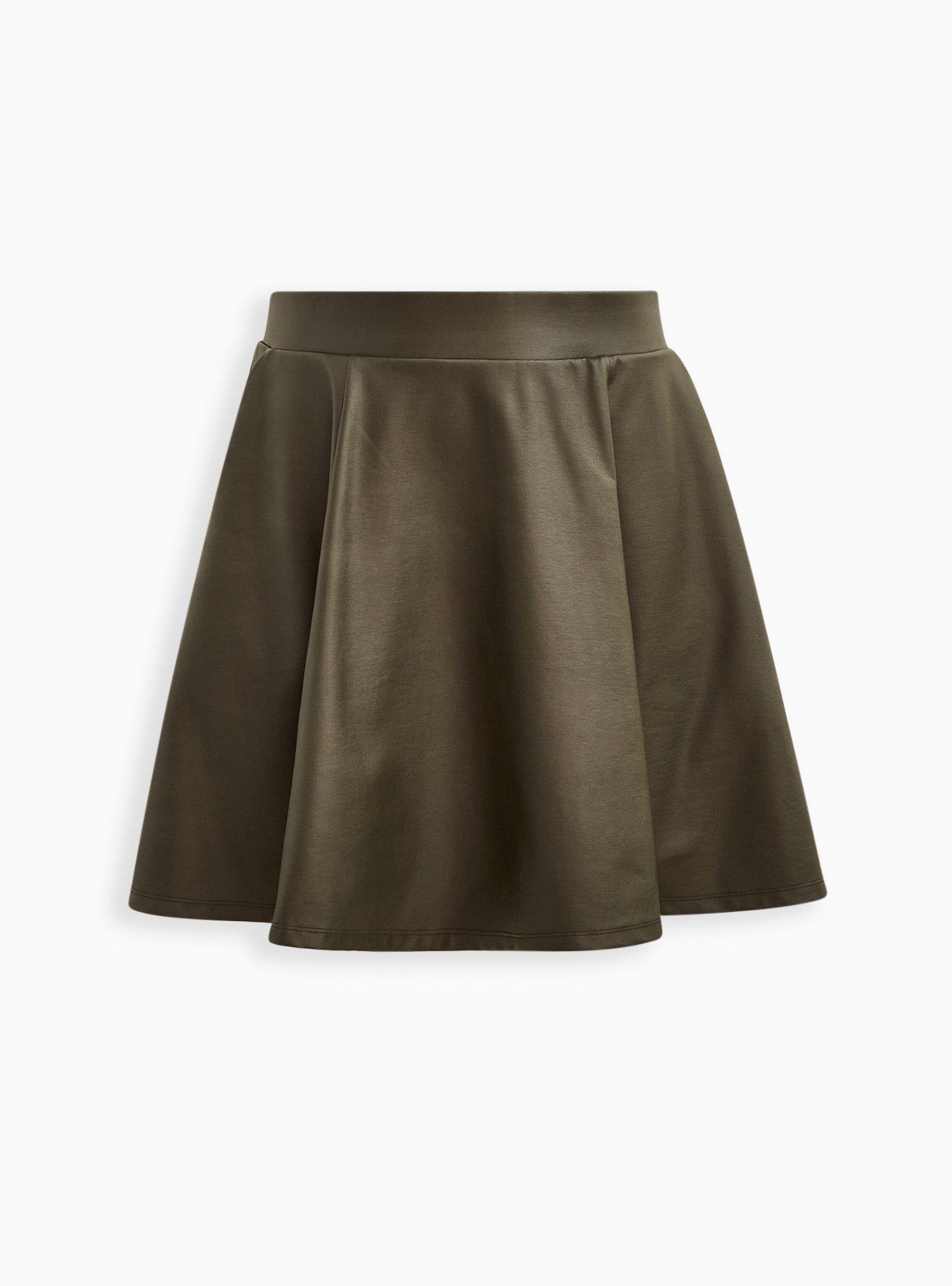 Plus Size Circle Skirt - Ponte Coated Olive, , hi-res
