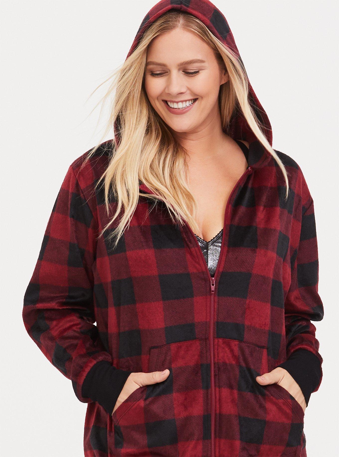 Plus size plaid online onesie