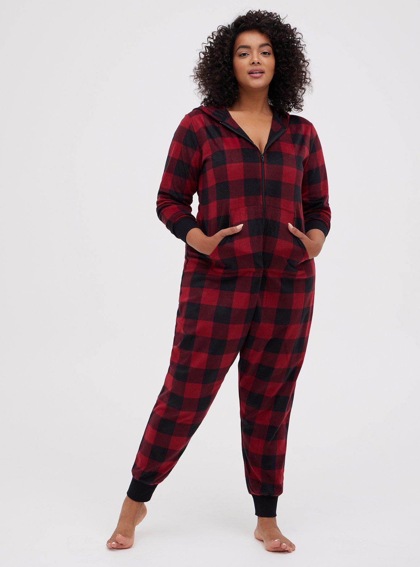 Women's Plus Size Fleece Hoodie Footie Pajamas with France