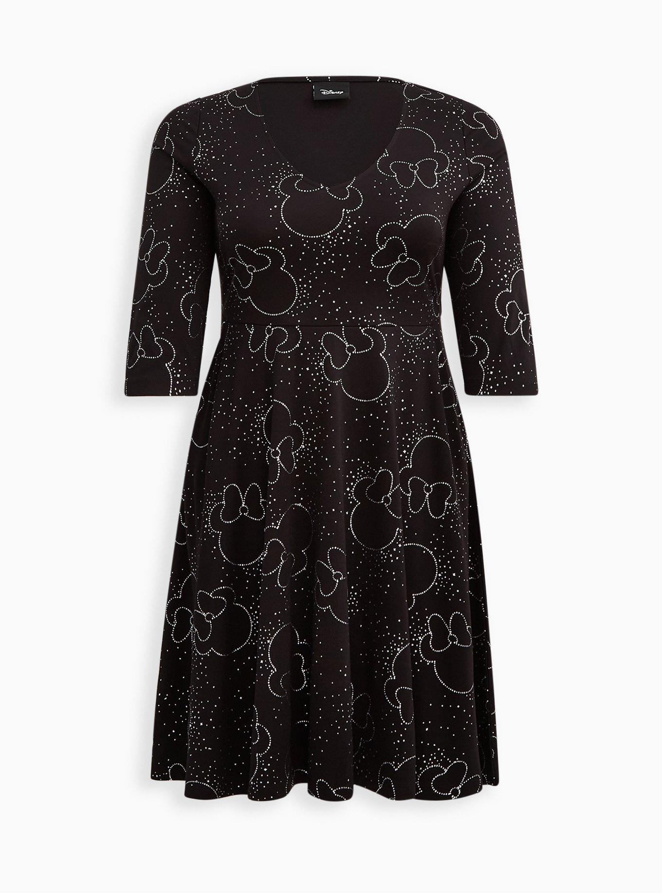 plunge neck black dress Embellished Plunge Neck Mini Dress in Black - 4