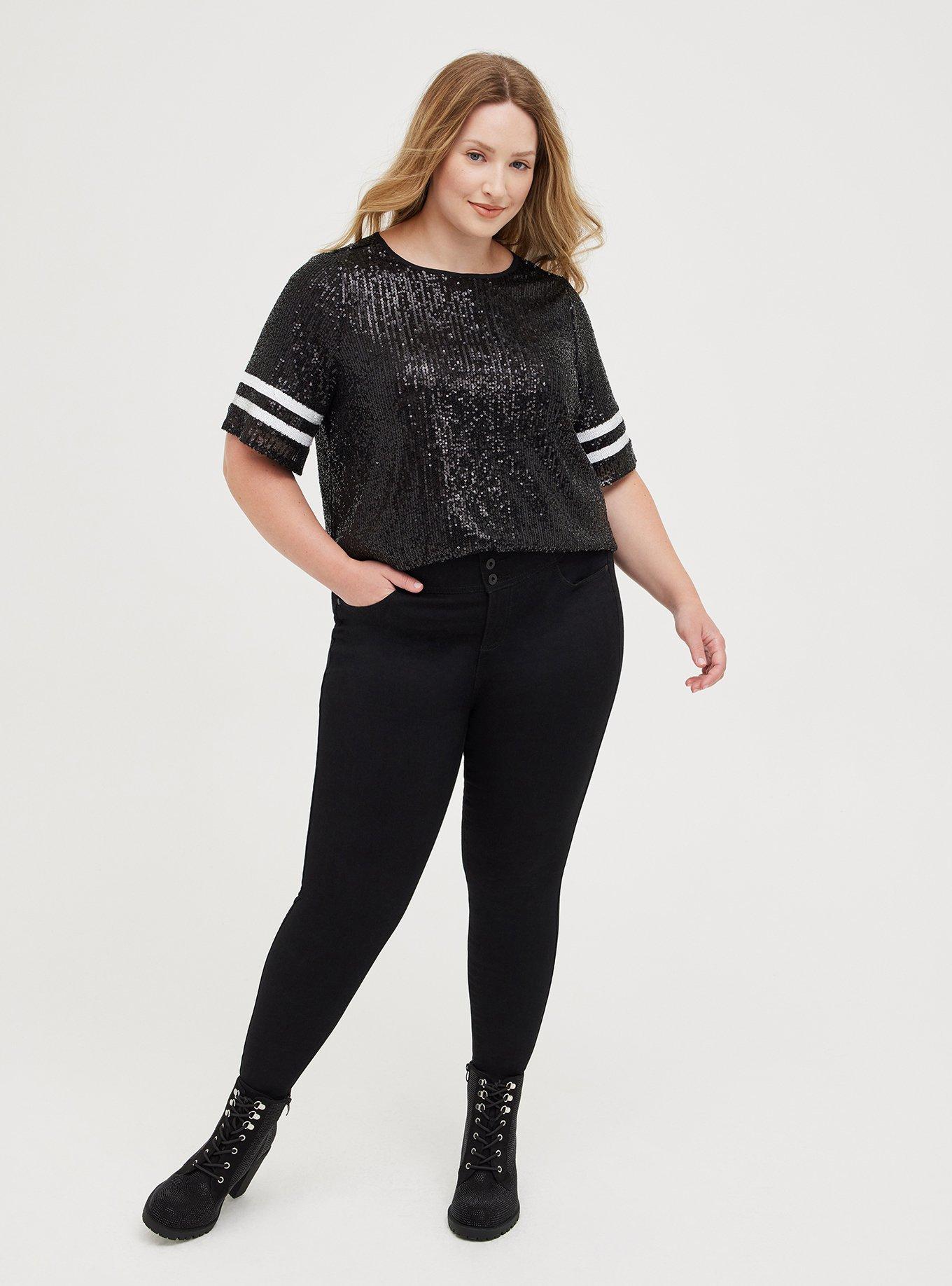 UTAH UTES SHINE ON SEQUIN SLEEVE DETAIL TOP