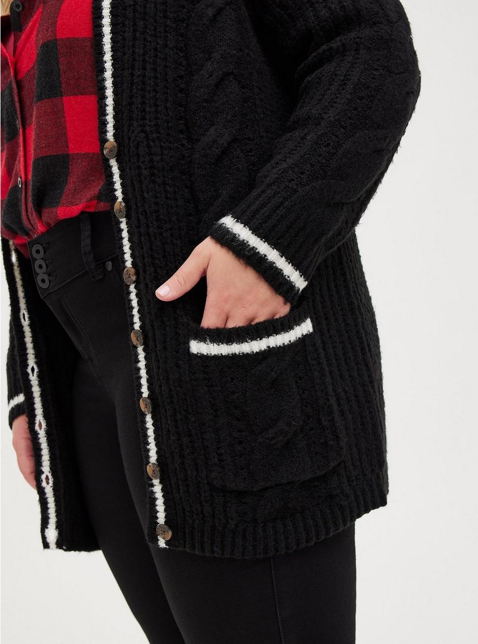 Cable Boyfriend Cardigan Sweater, ASPHALT, alternate