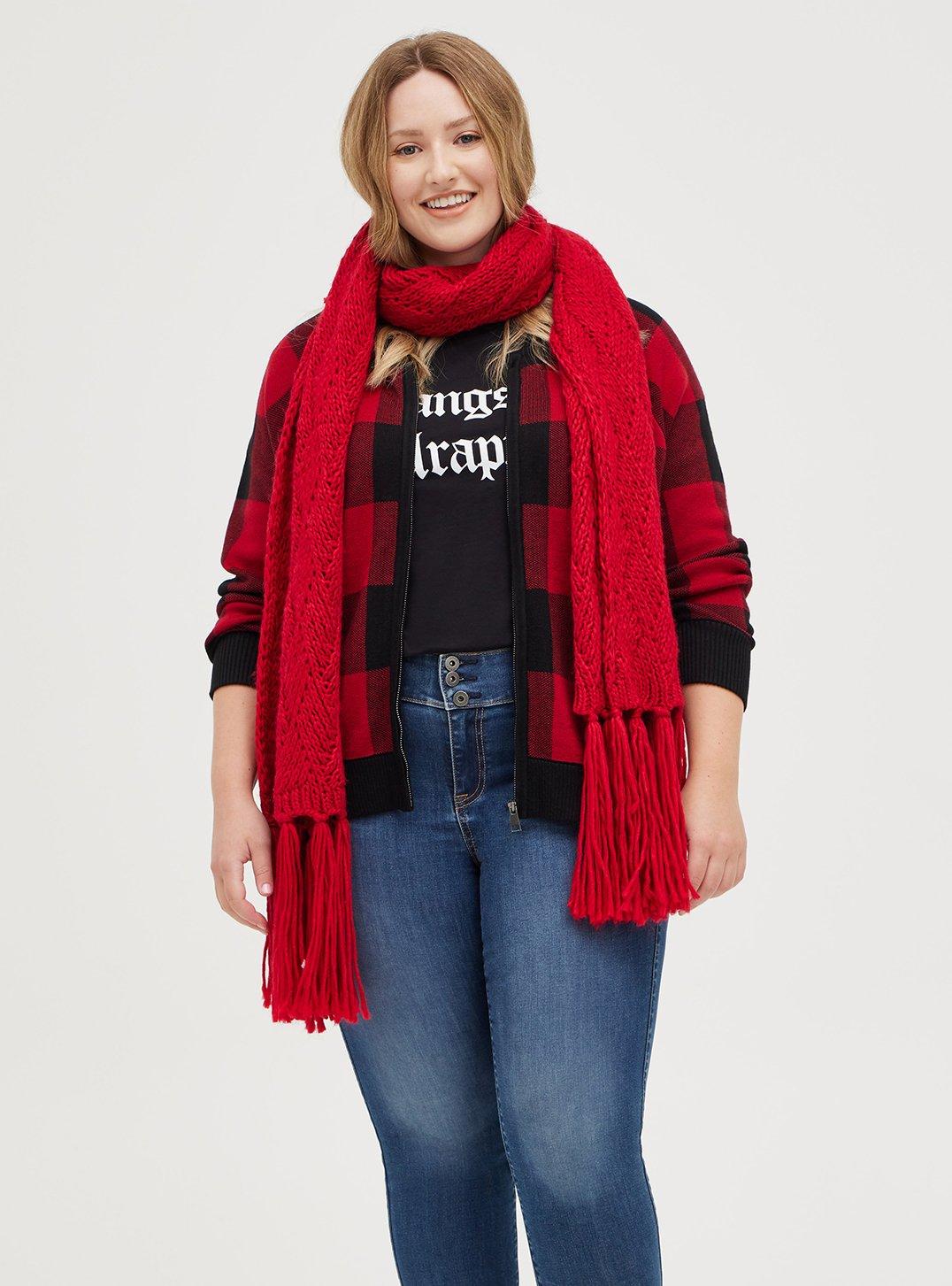 TORRID Cardigan Zip shops Up Bomber Sweater Red Plaid