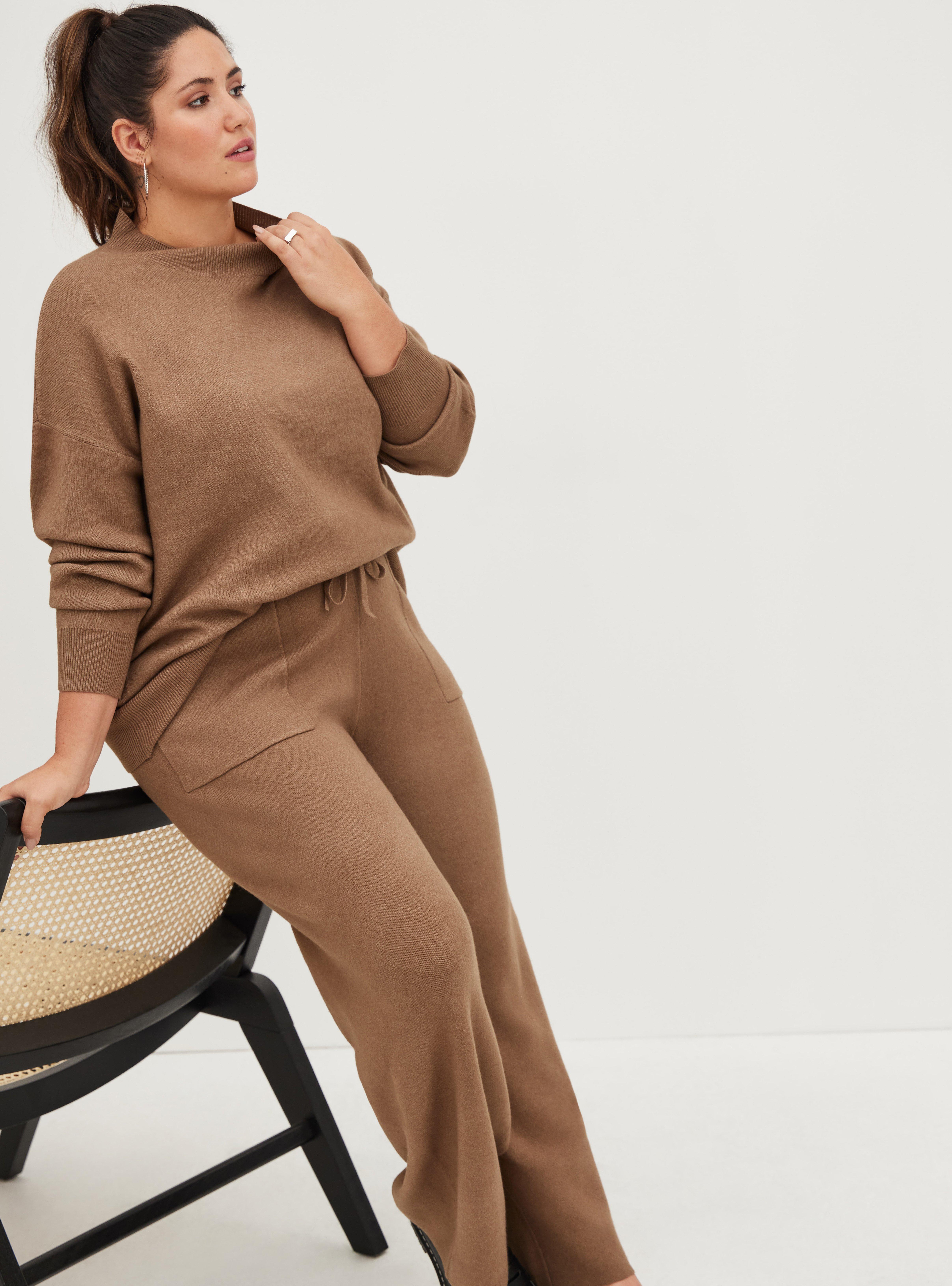 Everyday Plush Pullover Mock Neck Tunic Sweater, BEIGE, alternate