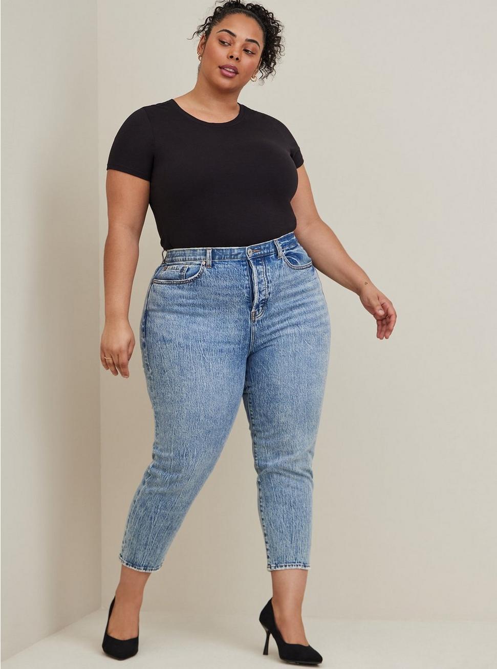 Plus Size Mom Jean Straight Premium Classic Denim High-Rise Jean, FLASHBACK, alternate