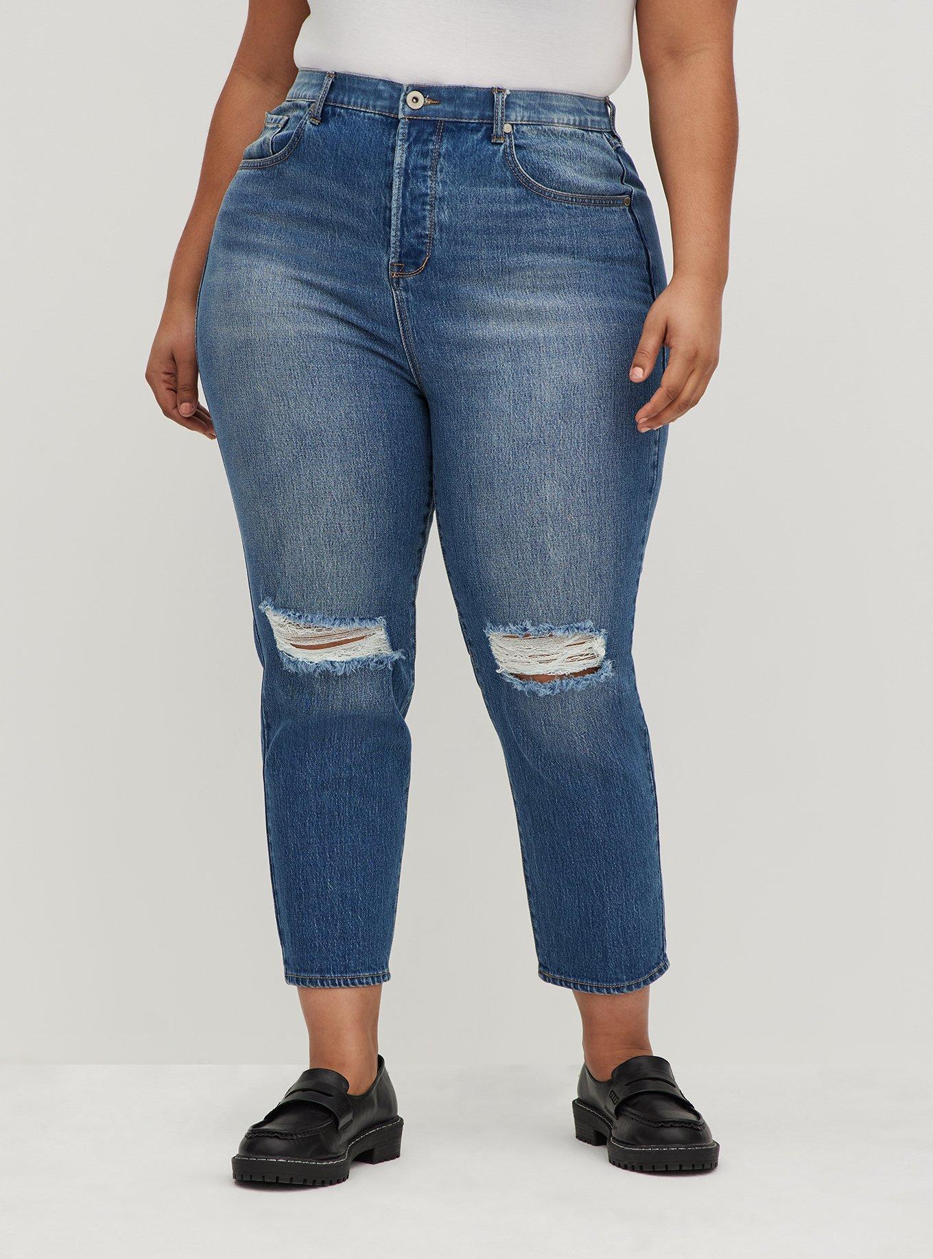 Plus Size Mom Jean Straight Premium Classic Denim High-Rise Jean