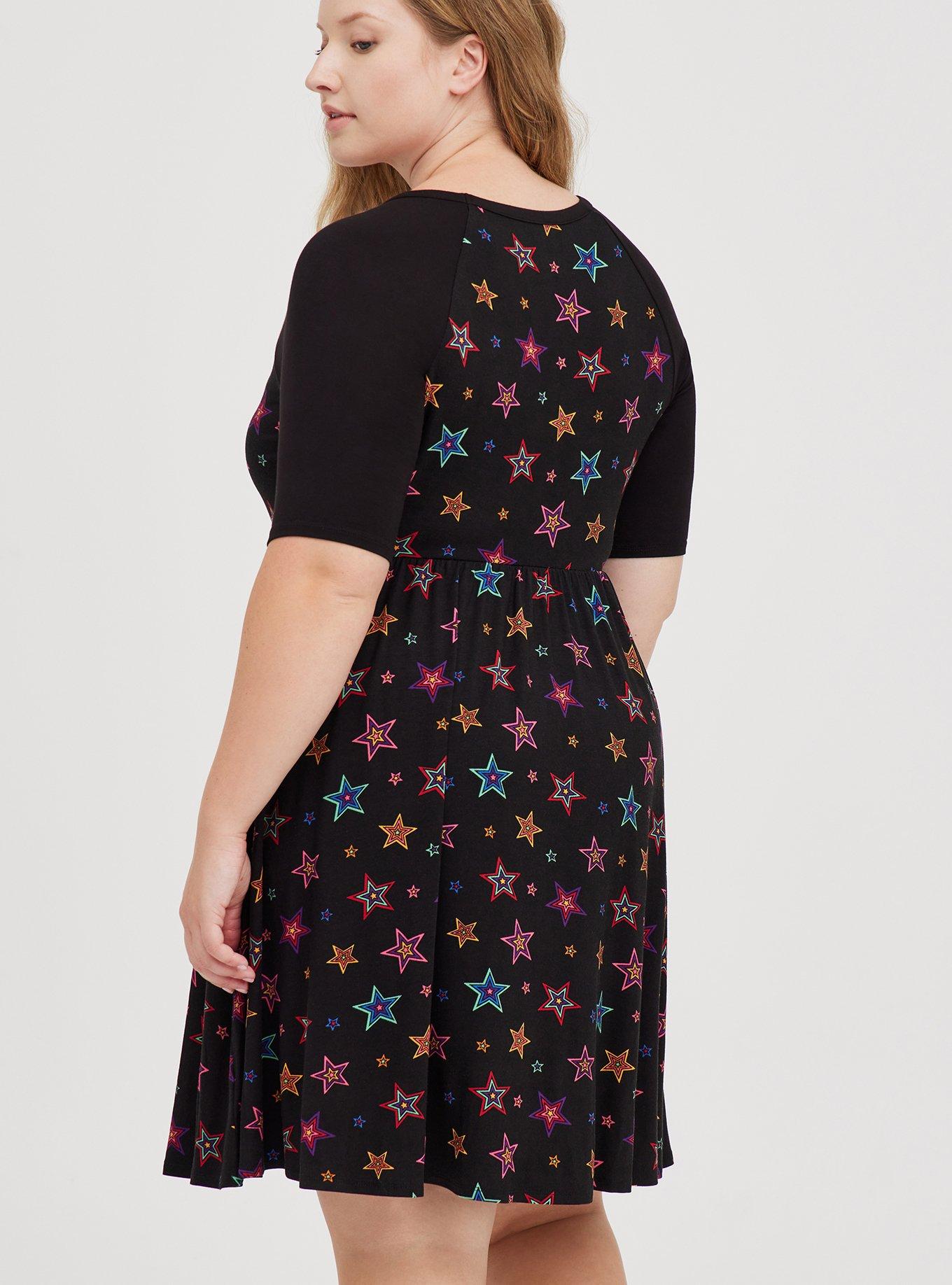 Plus Size Skater Dress Super Soft Stars Black Torrid