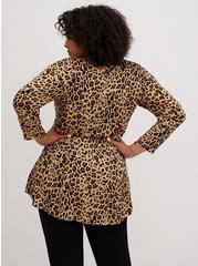 Fit & Flare Blouse - Stretch Challis Leopard Print, LEOPARD, alternate