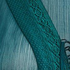 Babydoll Chiffon Lurex Crochet Detail Lace-Up Blouse, BOTANICAL GARDEN, swatch