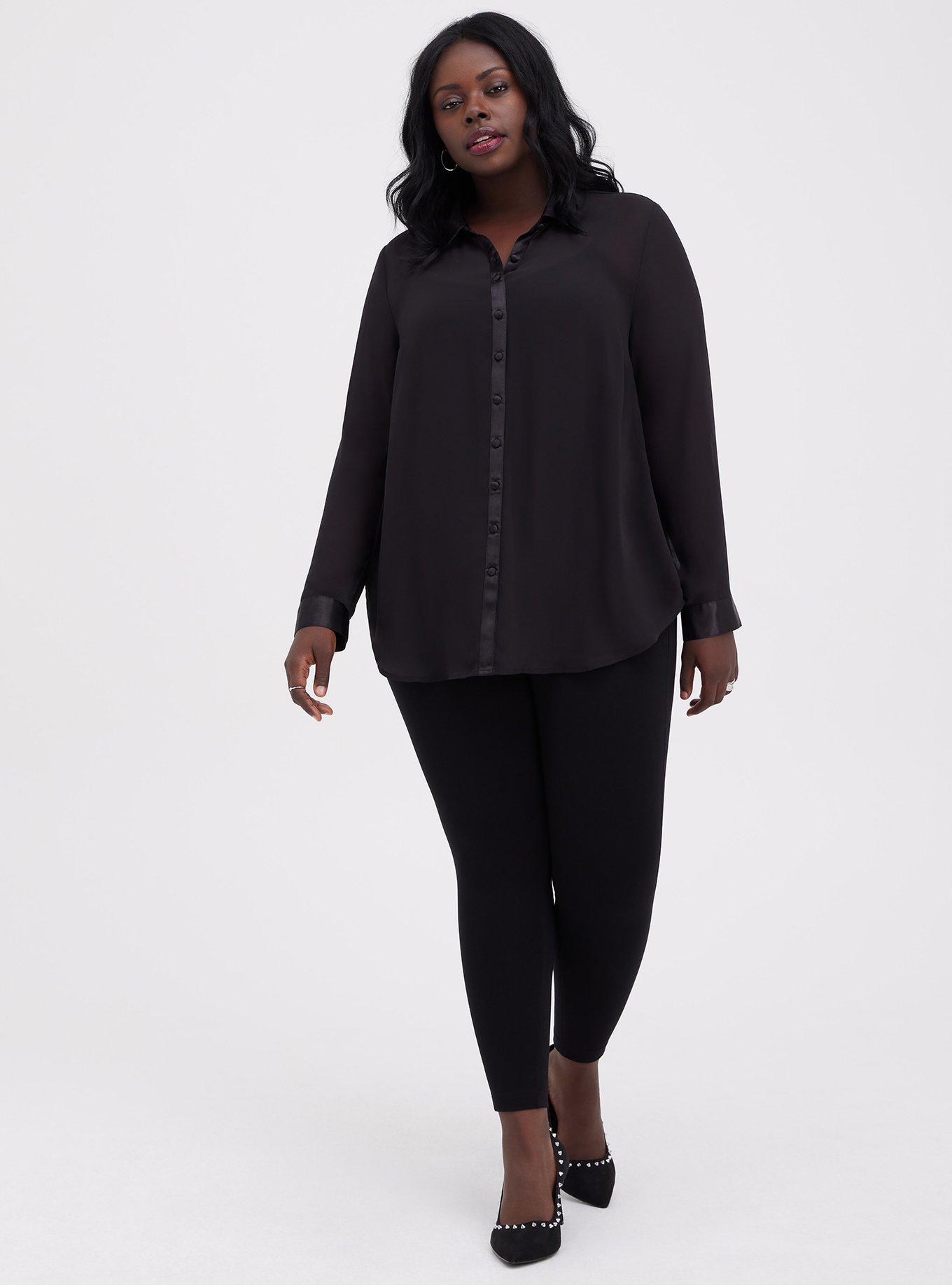 Plus Size - Tunic Blouse - Chiffon Black - Torrid