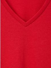 Girlfriend Signature Jersey V-Neck Long Sleeve Tee, RED, alternate