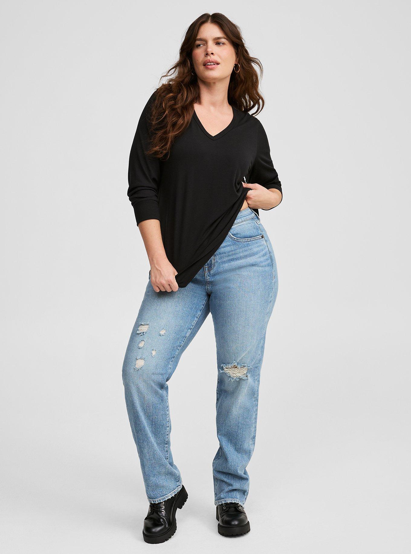 Plus Size - Girlfriend Signature Jersey V-Neck Long Sleeve Tee - Torrid