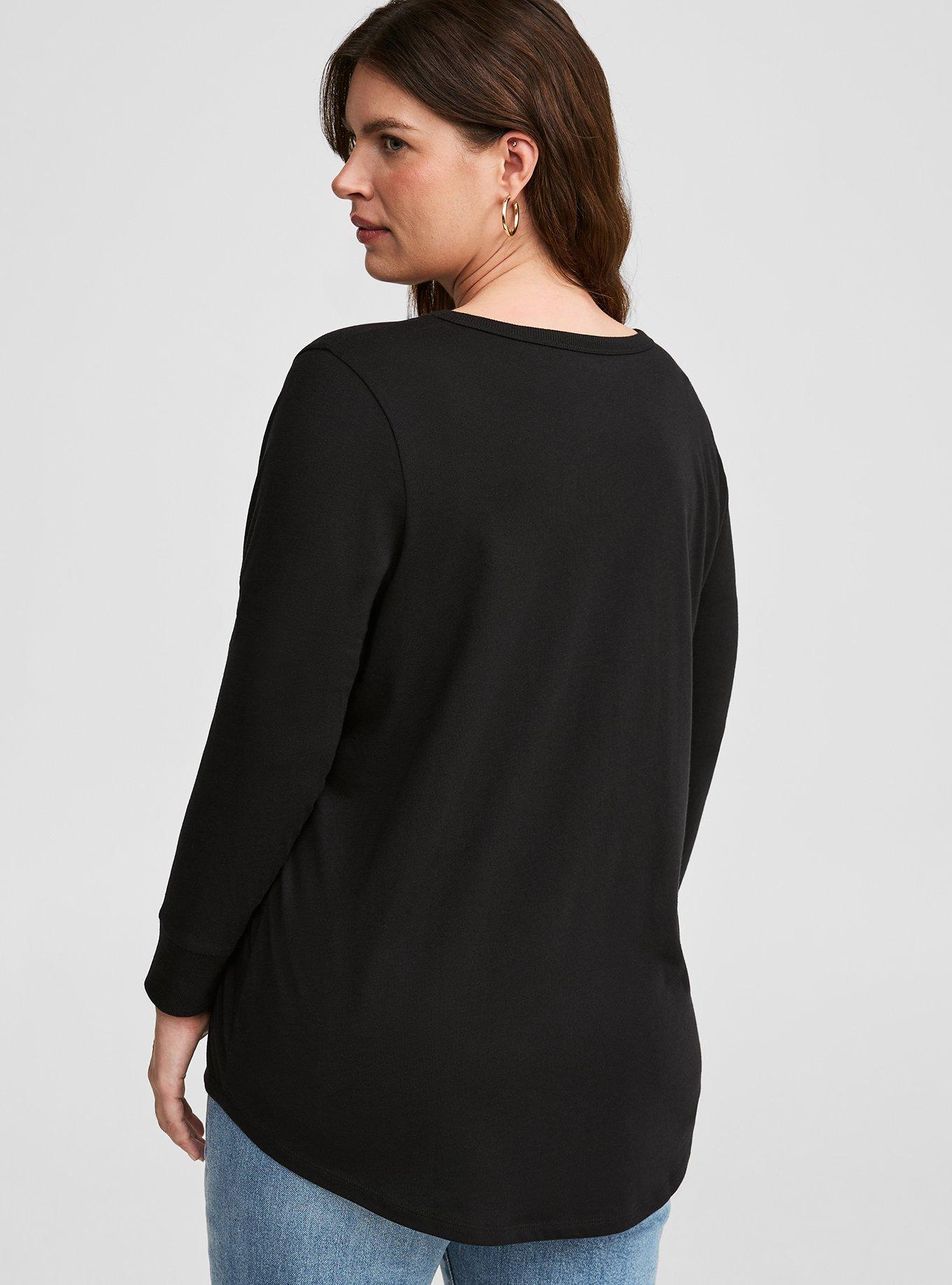 Plus Size - Girlfriend Signature Jersey V-Neck Long Sleeve Tee