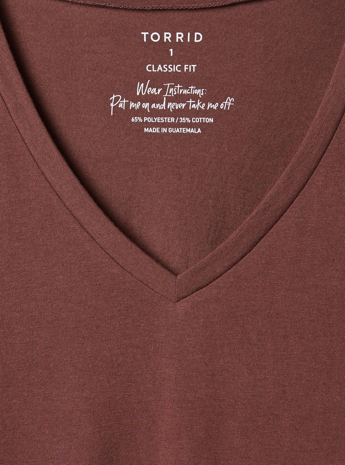 Plus Size Girlfriend V-Neck Long Sleeve Tee, DEEP MAHOGANY, alternate