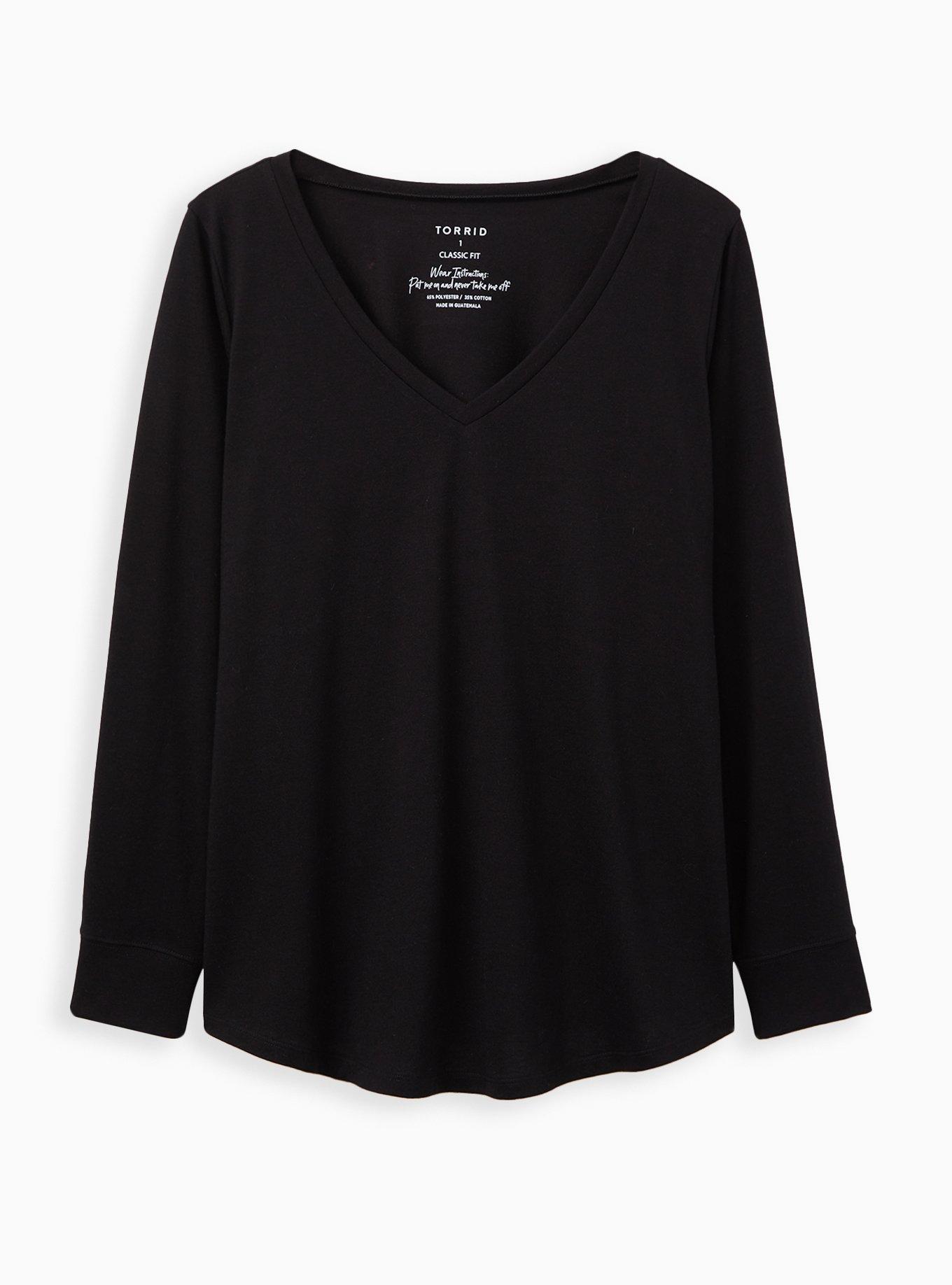 Plus Size Girlfriend V-Neck Long Sleeve Tee, , flat
