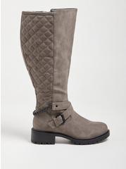 Quilted Chain Knee Boot (WW), GREY, alternate