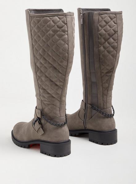 Quilted Chain Knee Boot (WW), GREY, alternate