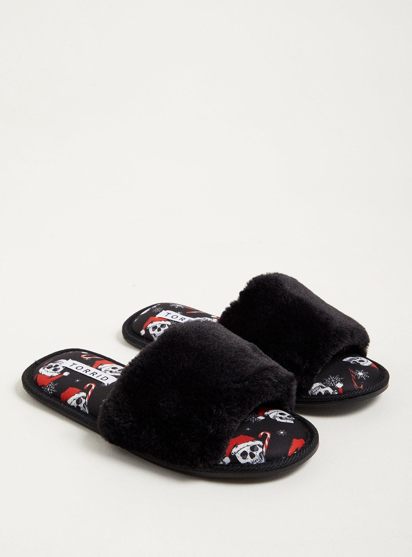 Plus Size - Black Faux Fur Slide (Wide Width) - Torrid