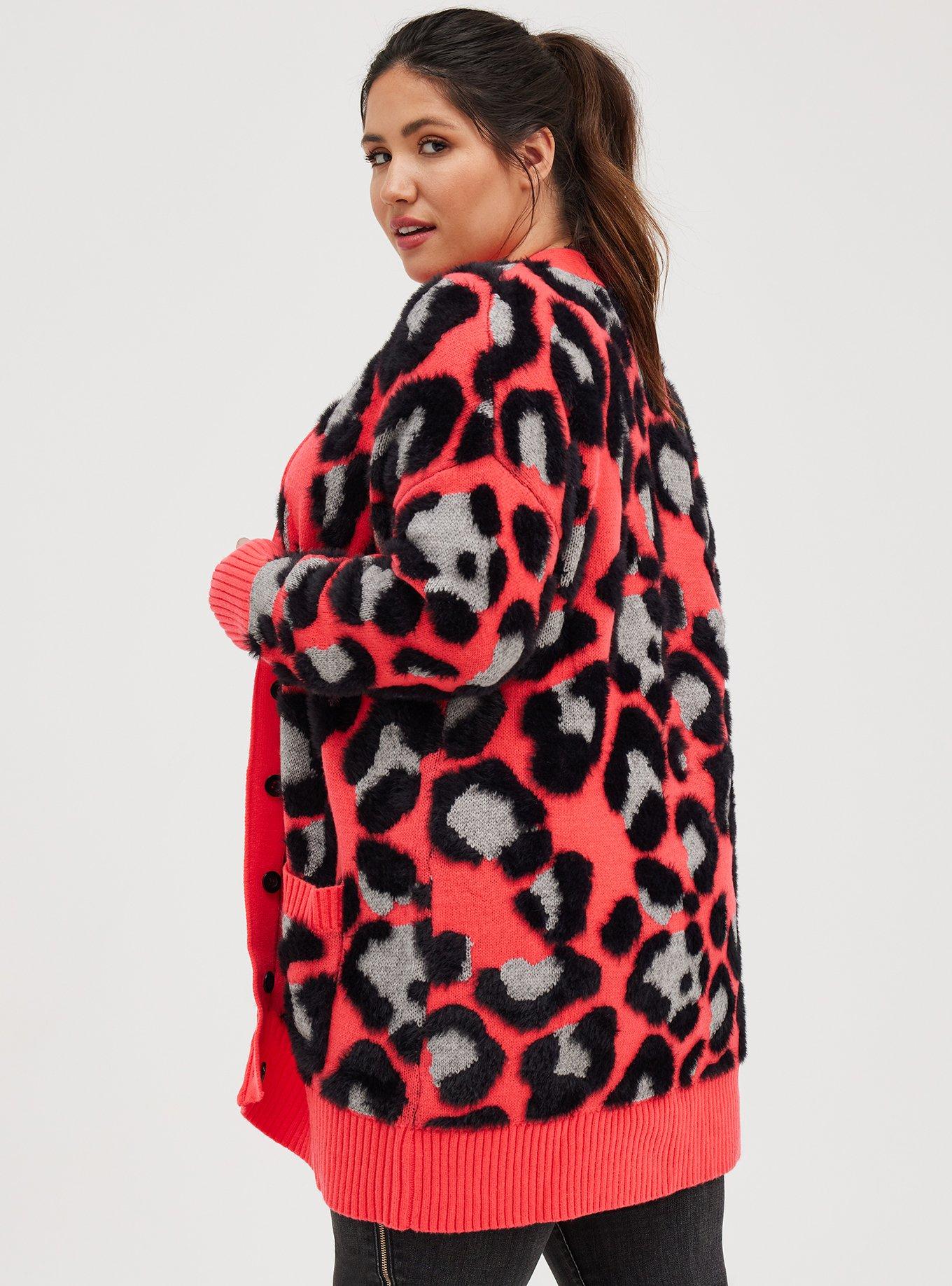 Plus Size Button Front Cardigan Sweater Leopard Torrid