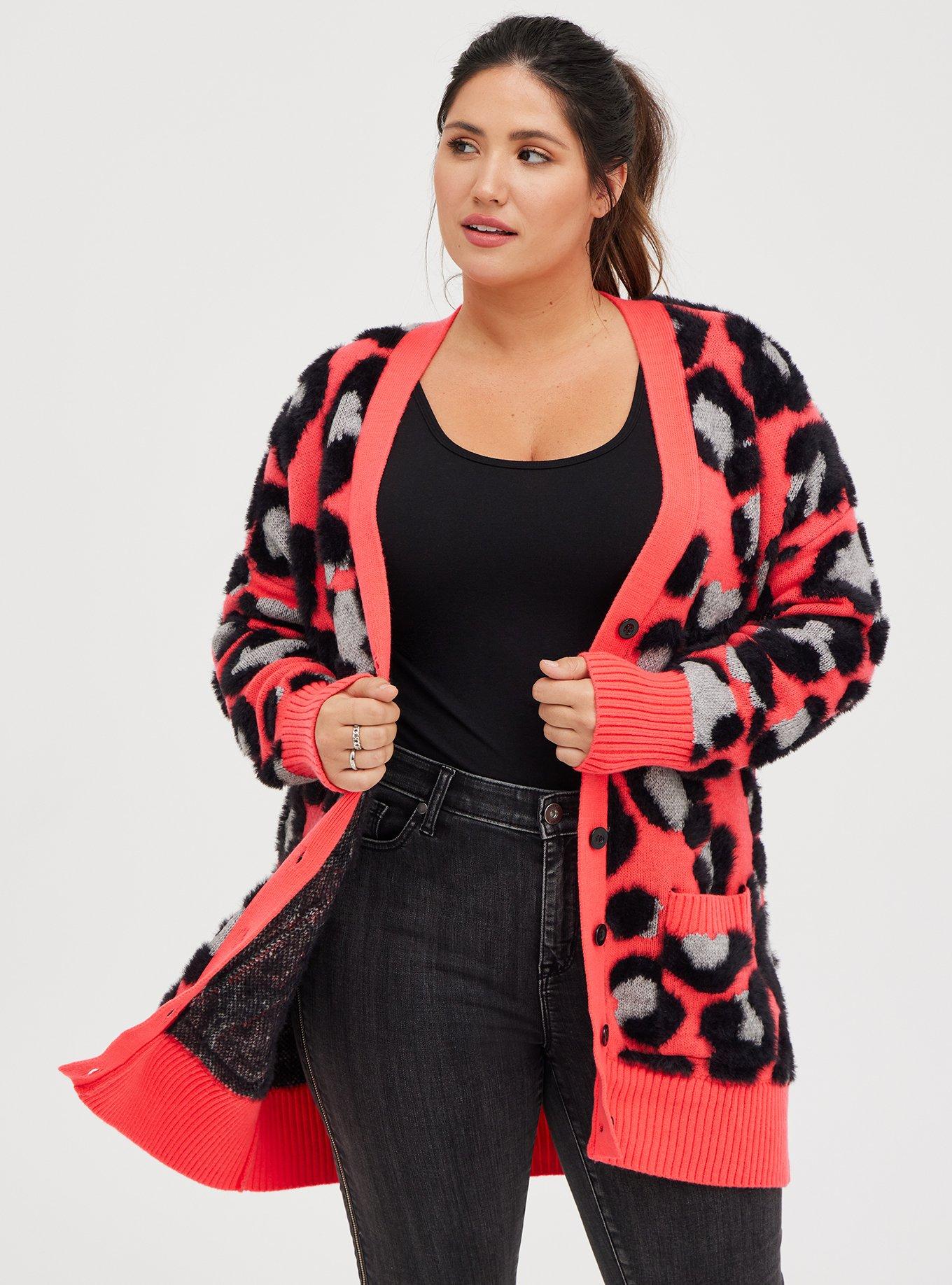 Plus leopard outlet cardigan