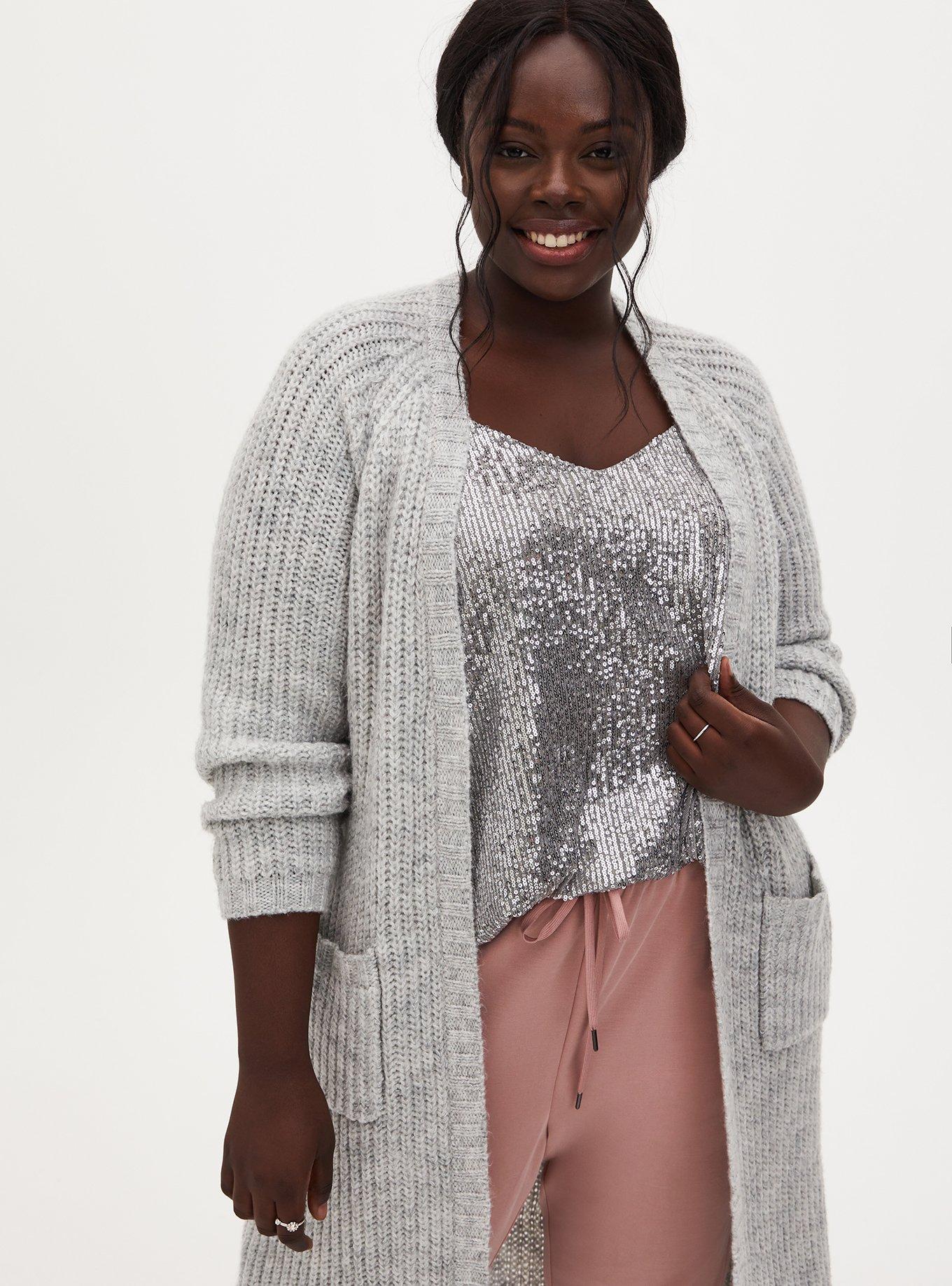 Plus size long sweater duster best sale