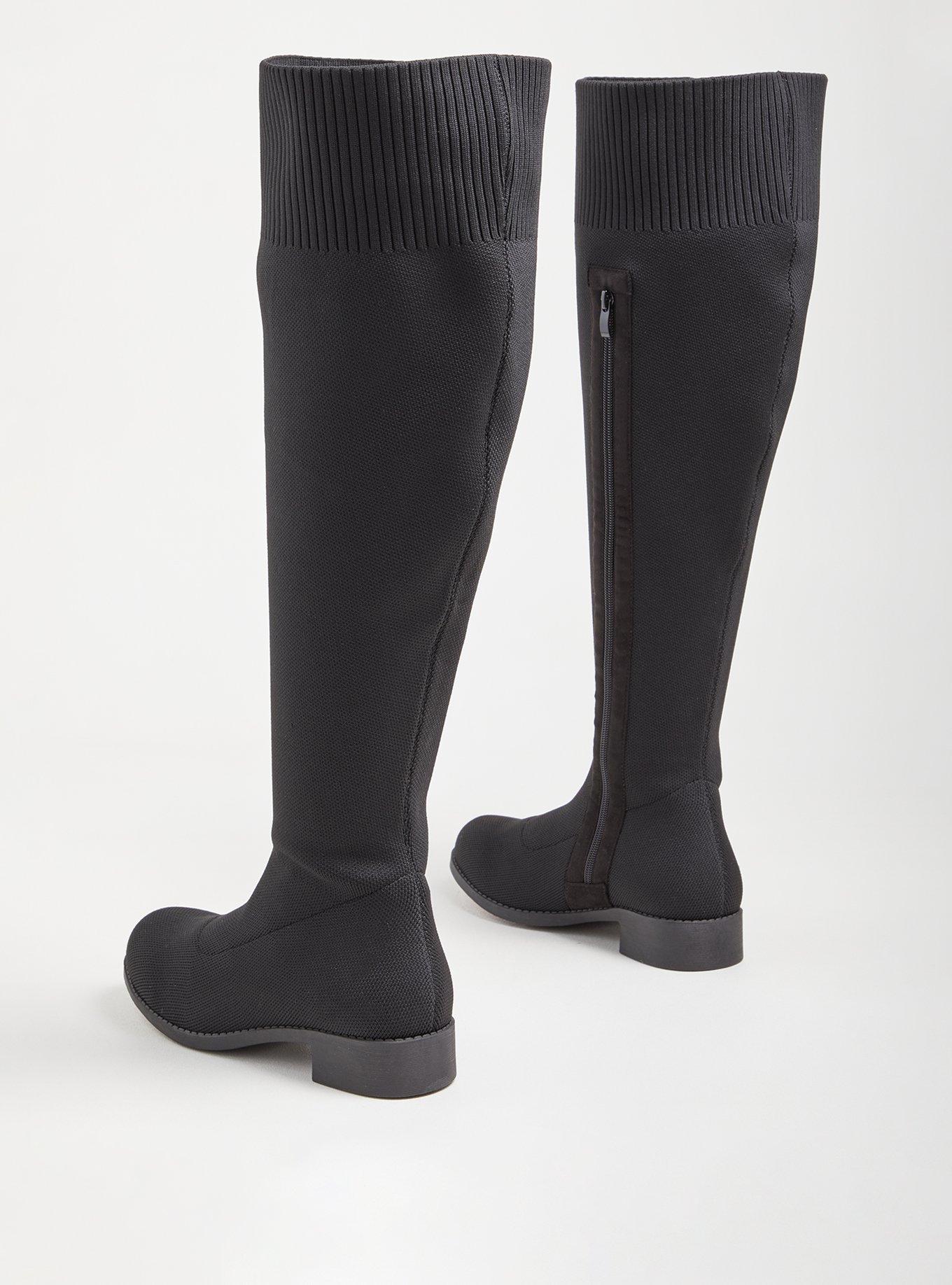 Stretch Knit Over The Knee Boot (WW), BLACK, alternate