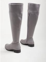 Plus Size Stretch Knit Over The Knee Boot (WW), BURGUNDY, alternate