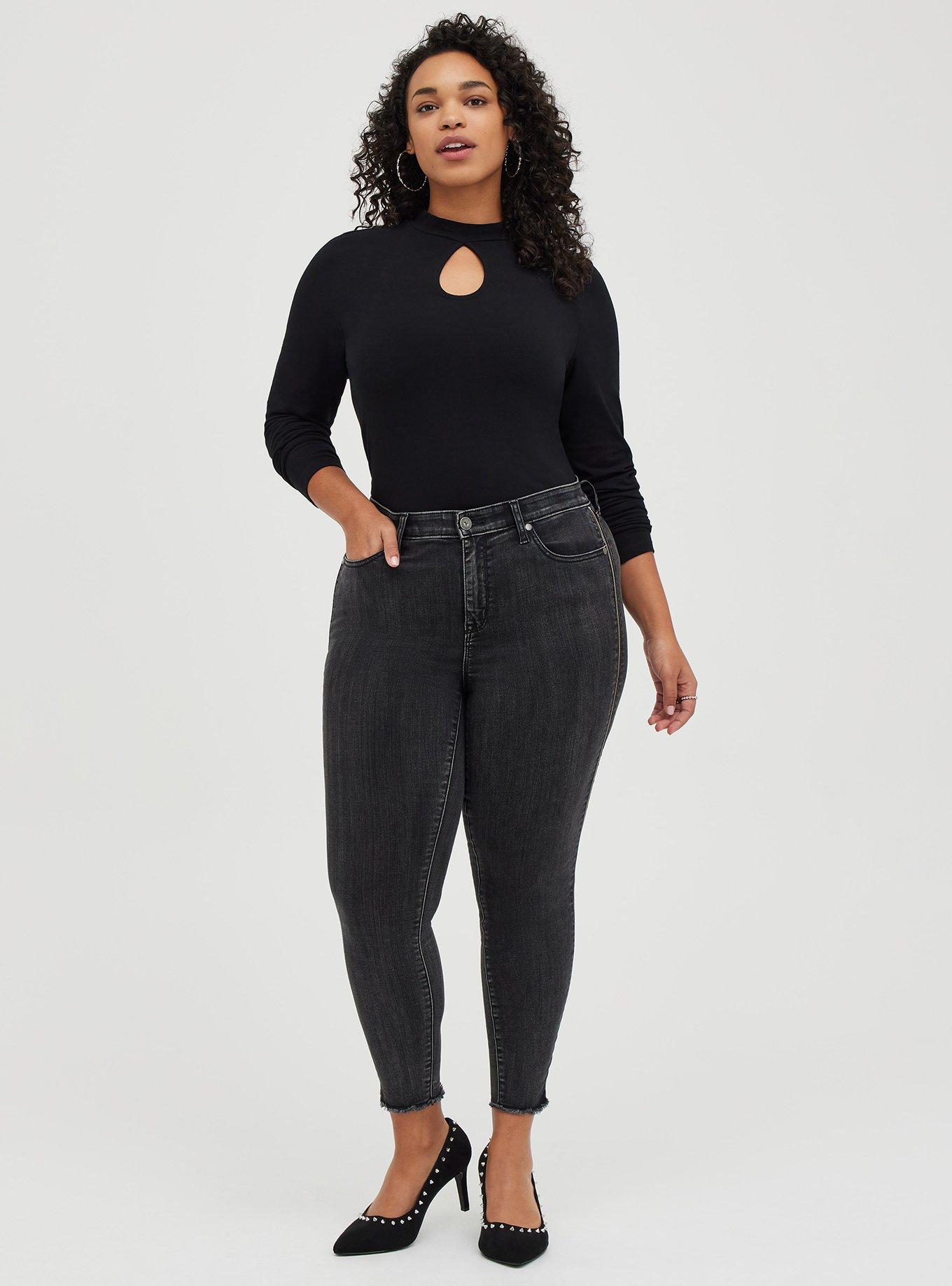 Foxy Mock Neck Keyhole Open Back Top, DEEP BLACK, alternate