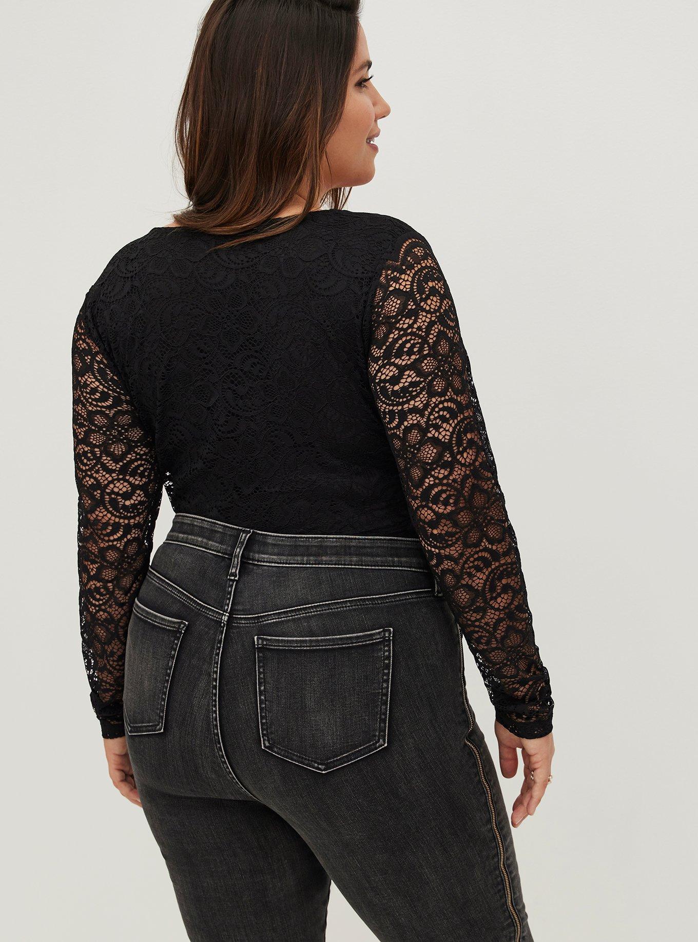 Plus Size - Bodysuit - Mesh & Lace Black - Torrid