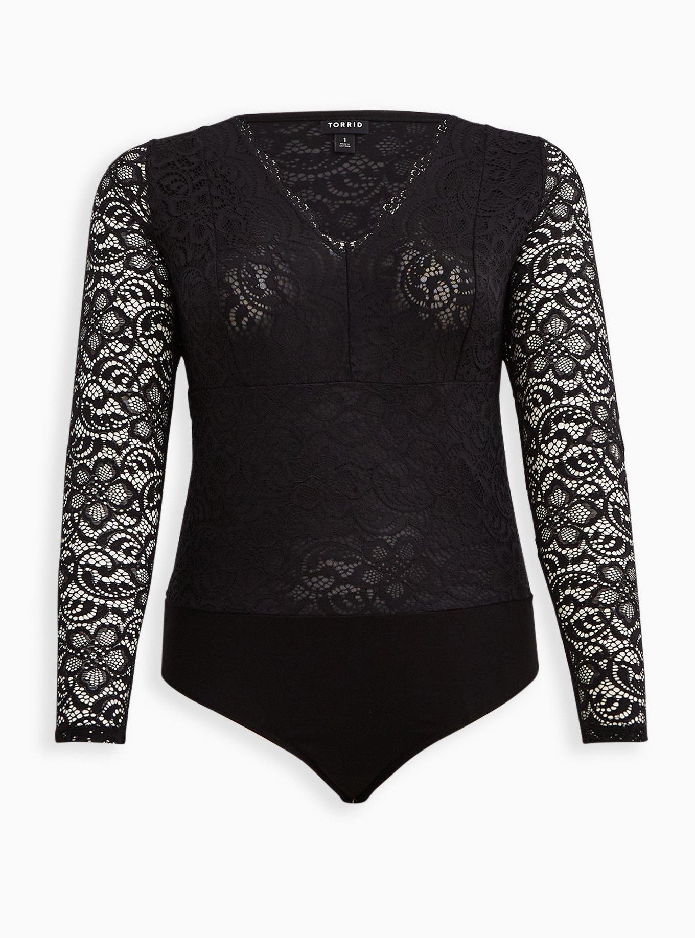 Womens Bodysuits Tops Lace Up Long Sleeve Body All in One Leotards Black (M  10/12) : : Fashion