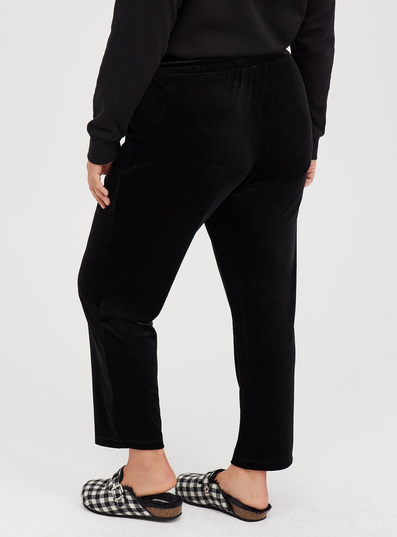 Plus Size Pull-On Relaxed Taper Velvet High-Rise Pant, DEEP BLACK, alternate