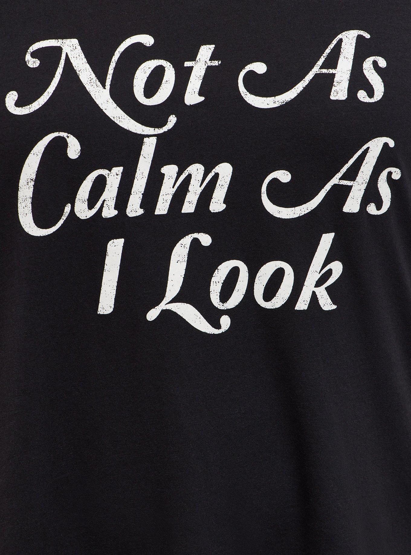 Plus Size Girlfriend Tee - Signature Jersey Black Not As Calm, DEEP BLACK, alternate
