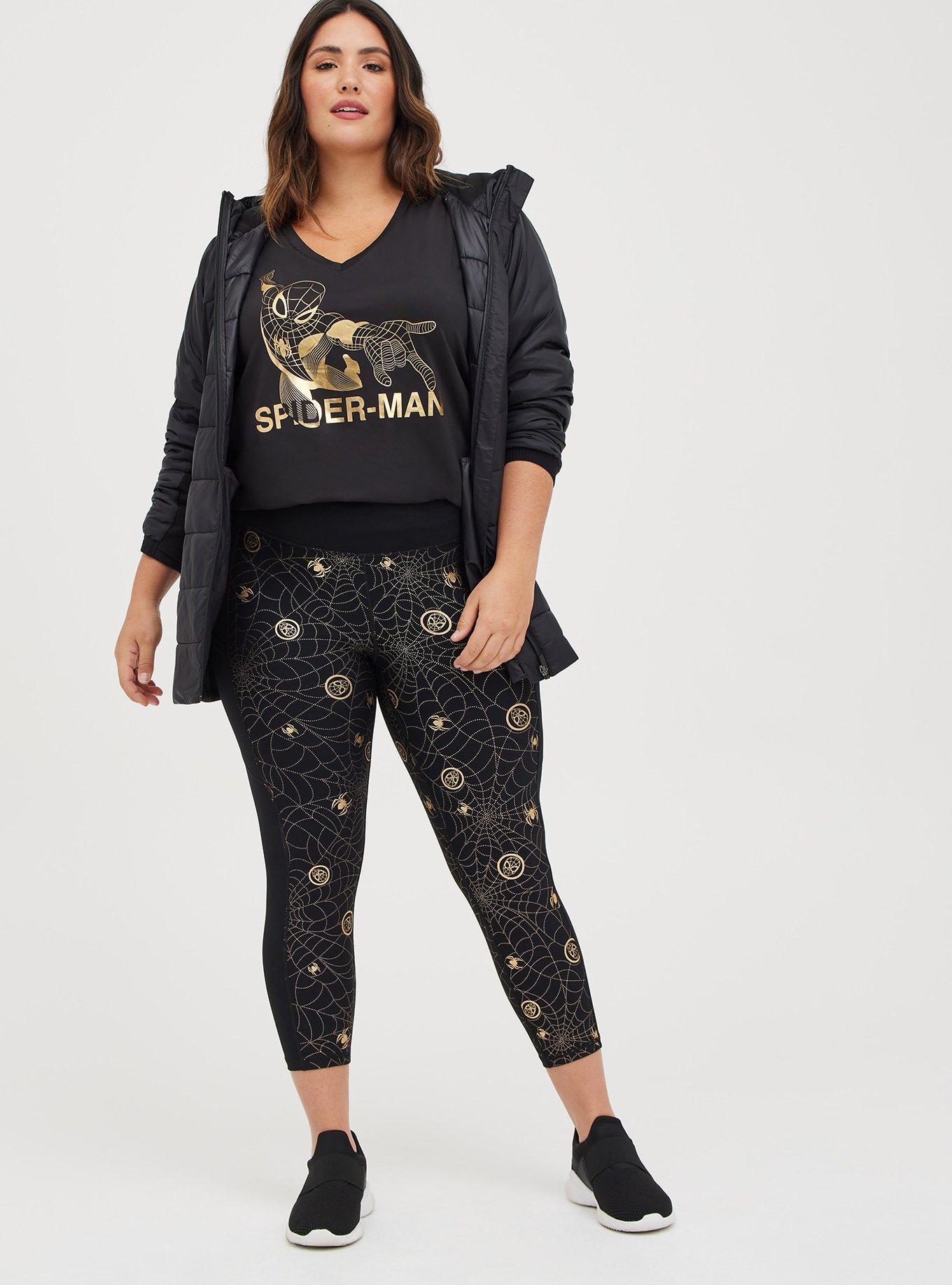 Plus Size Marvel Spiderman Crop Legging Performance Core Black Torrid