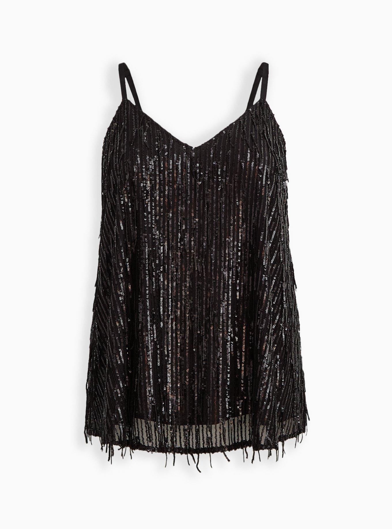 Plus Size - Sophie Swing Cami - Sequin Fringe Black - Torrid