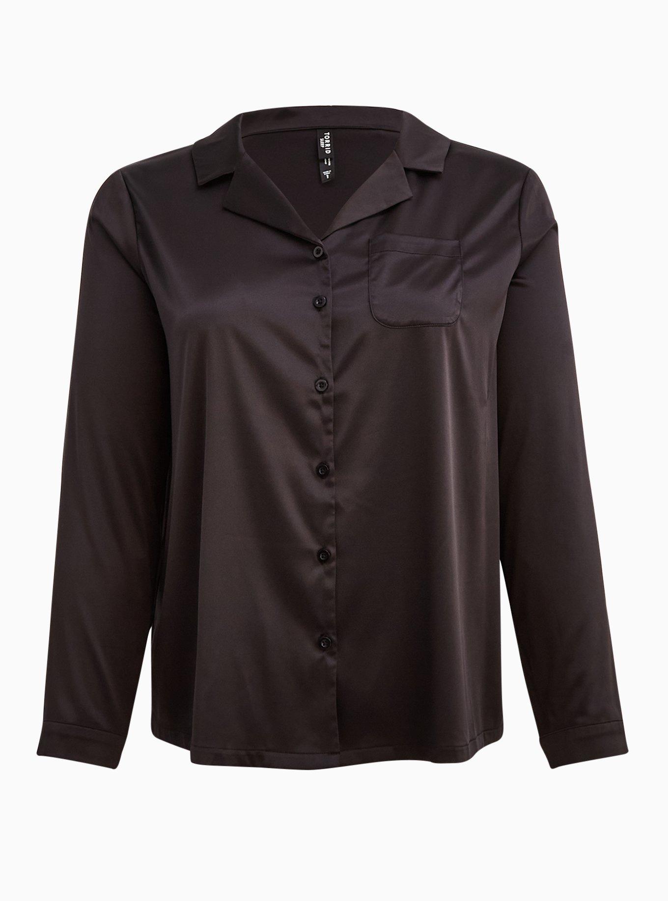 Plus Size - Dream Satin Long Sleeve Button Through Sleep Shirt - Torrid