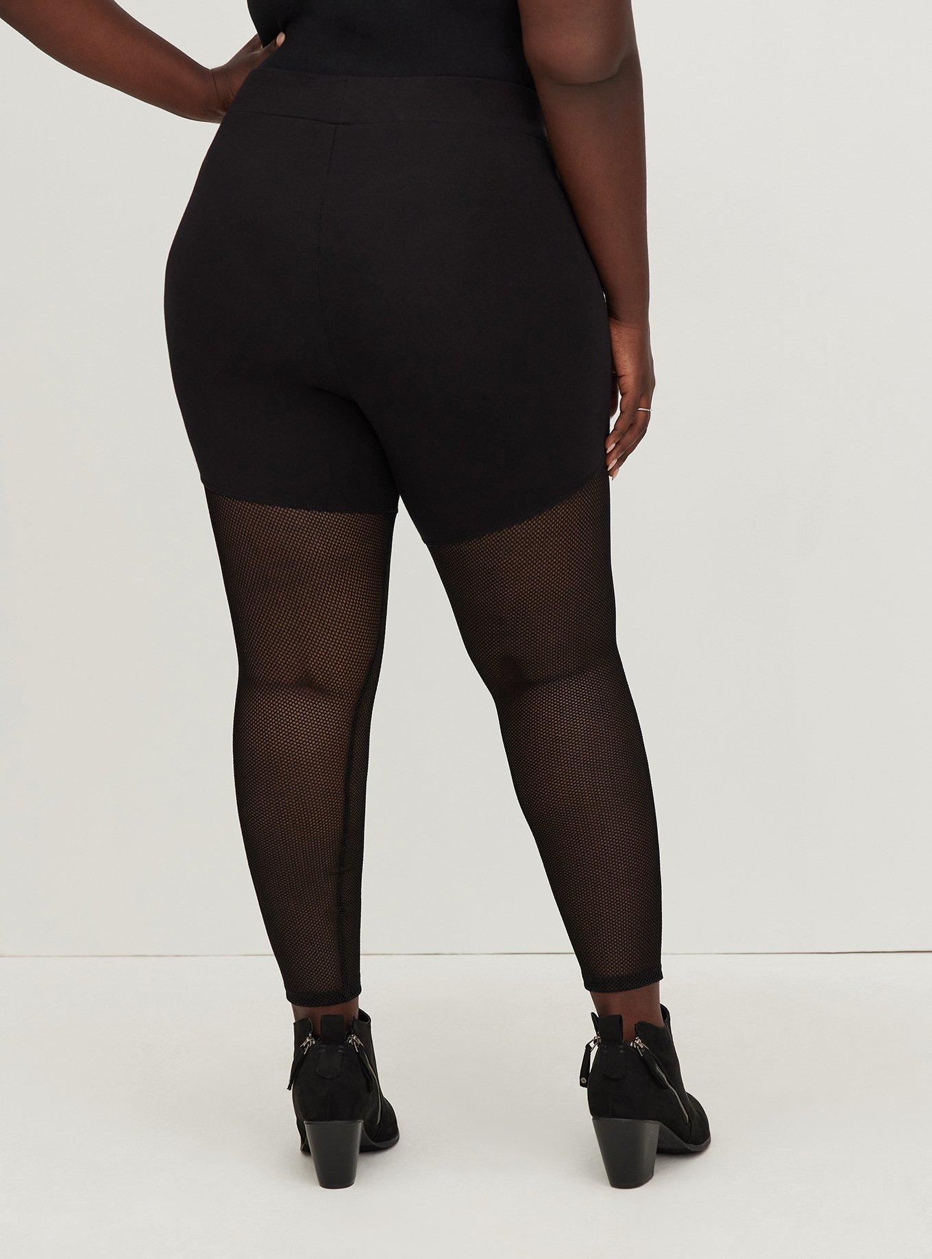 Plus Size - Premium Legging - Fishnet Leg Black - Torrid