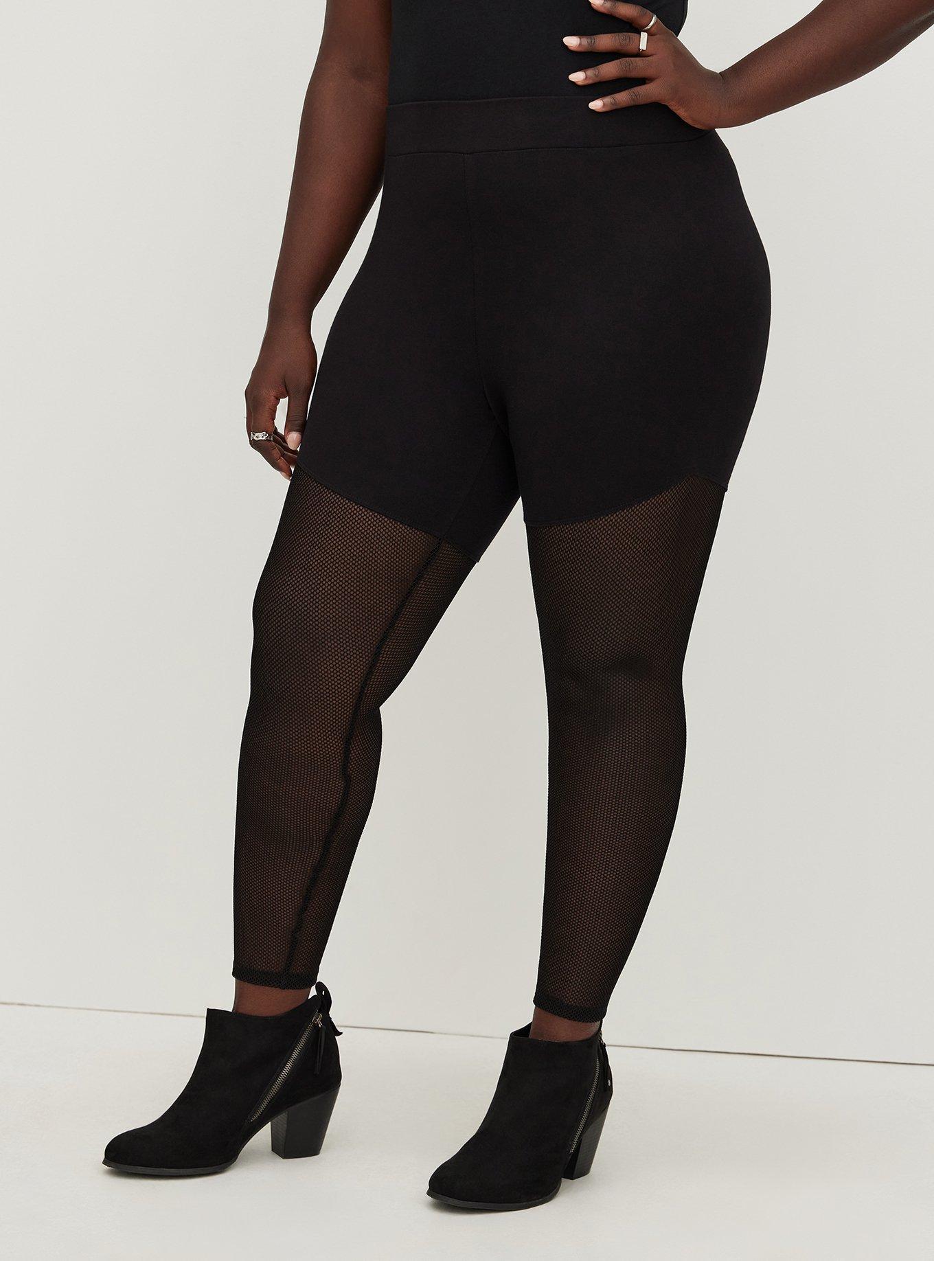 Plus Size - Premium Legging - Fishnet Leg Black - Torrid