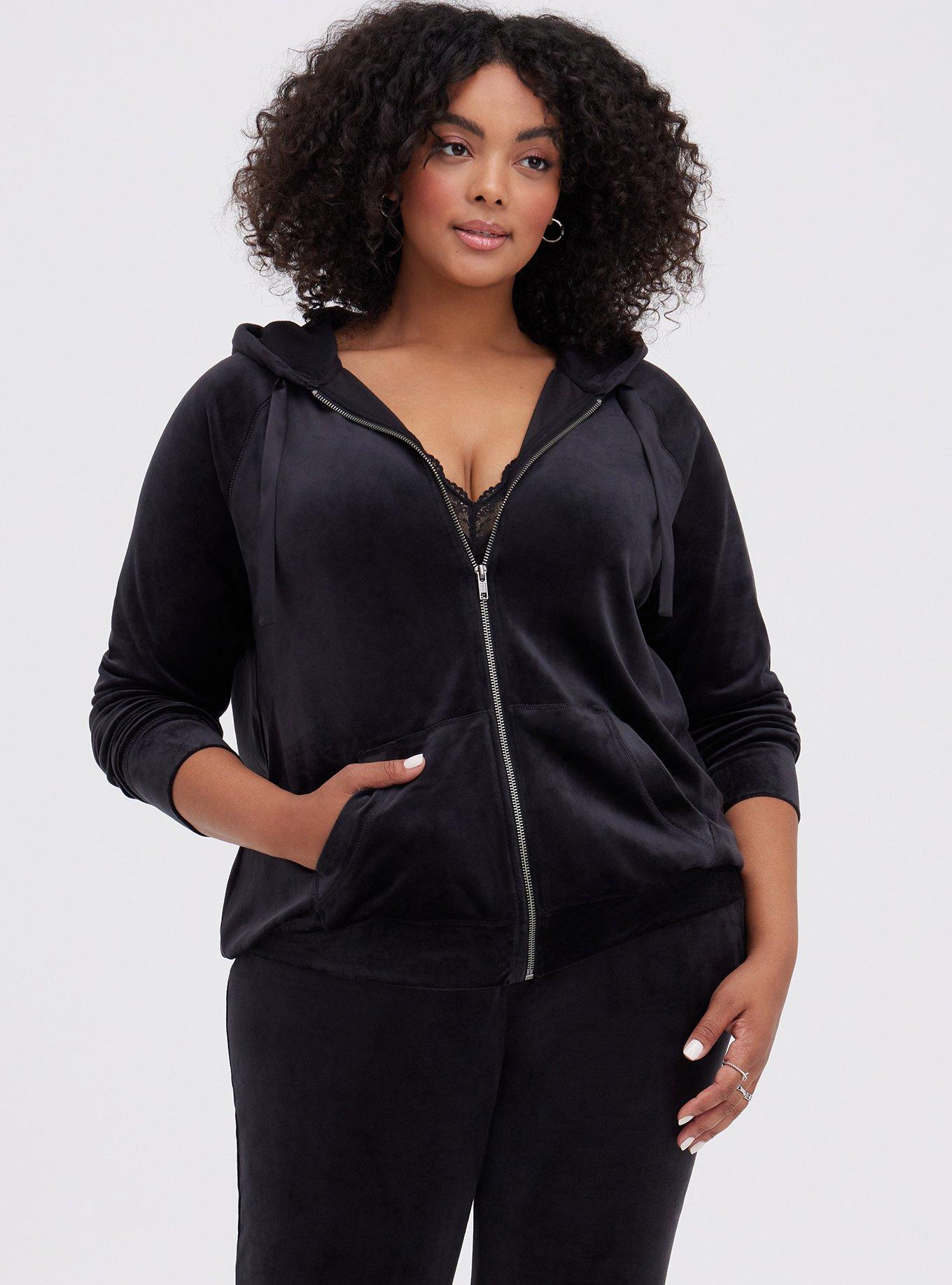 Plus Size - Velour Long Sleeve Zip Lounge Hoodie - Torrid