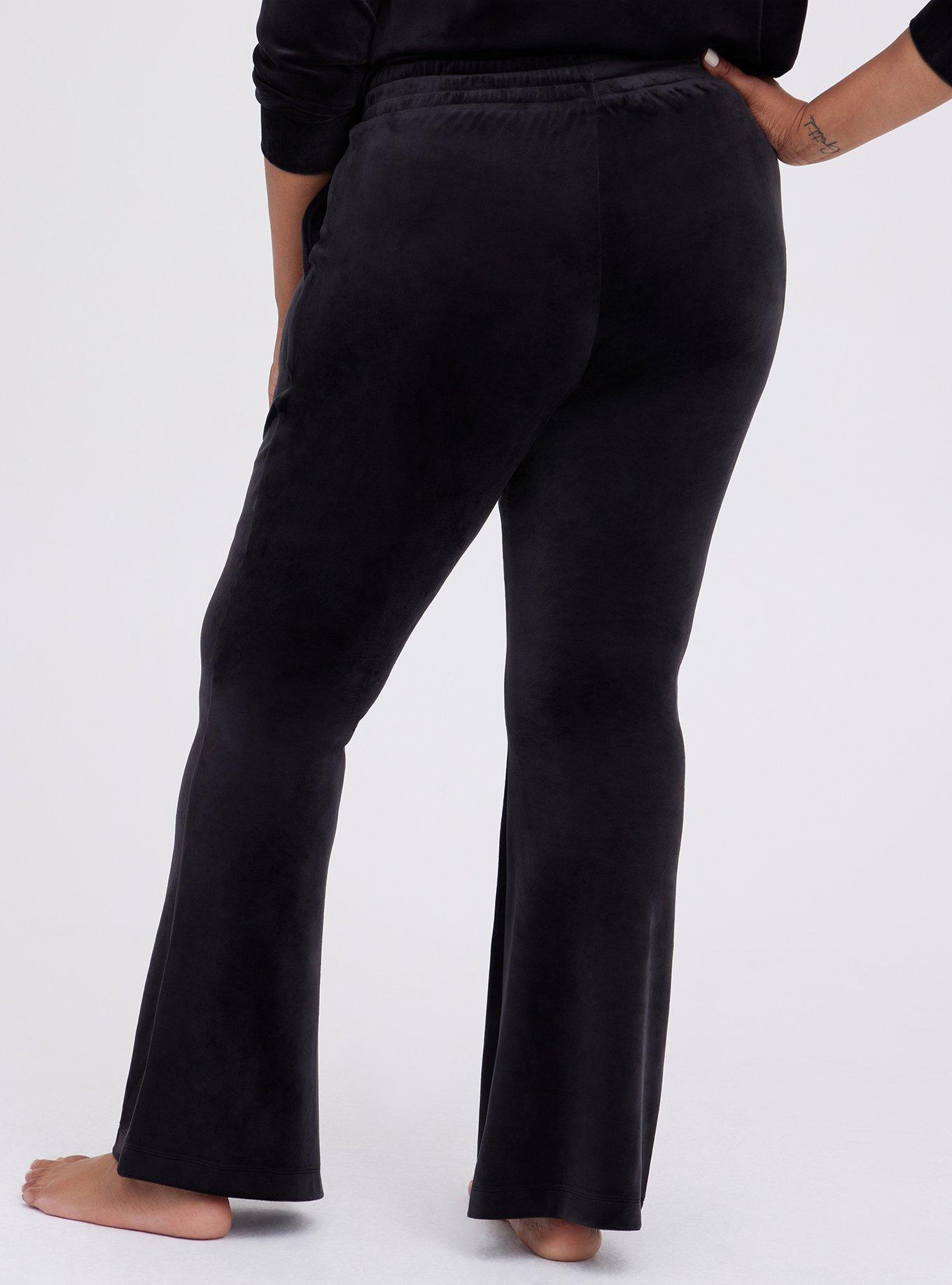 Velour Bootcut Lounge Pant, DEEP BLACK, alternate