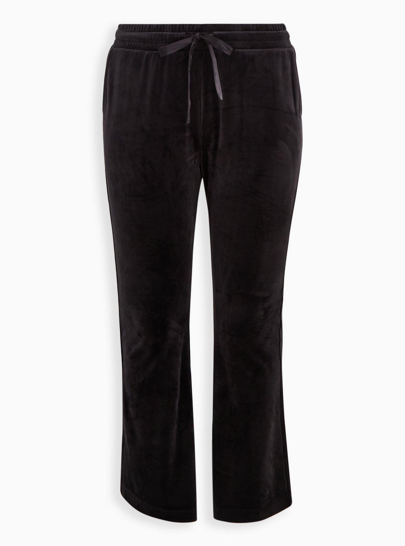 Velour Bootcut Lounge Pant, DEEP BLACK, hi-res