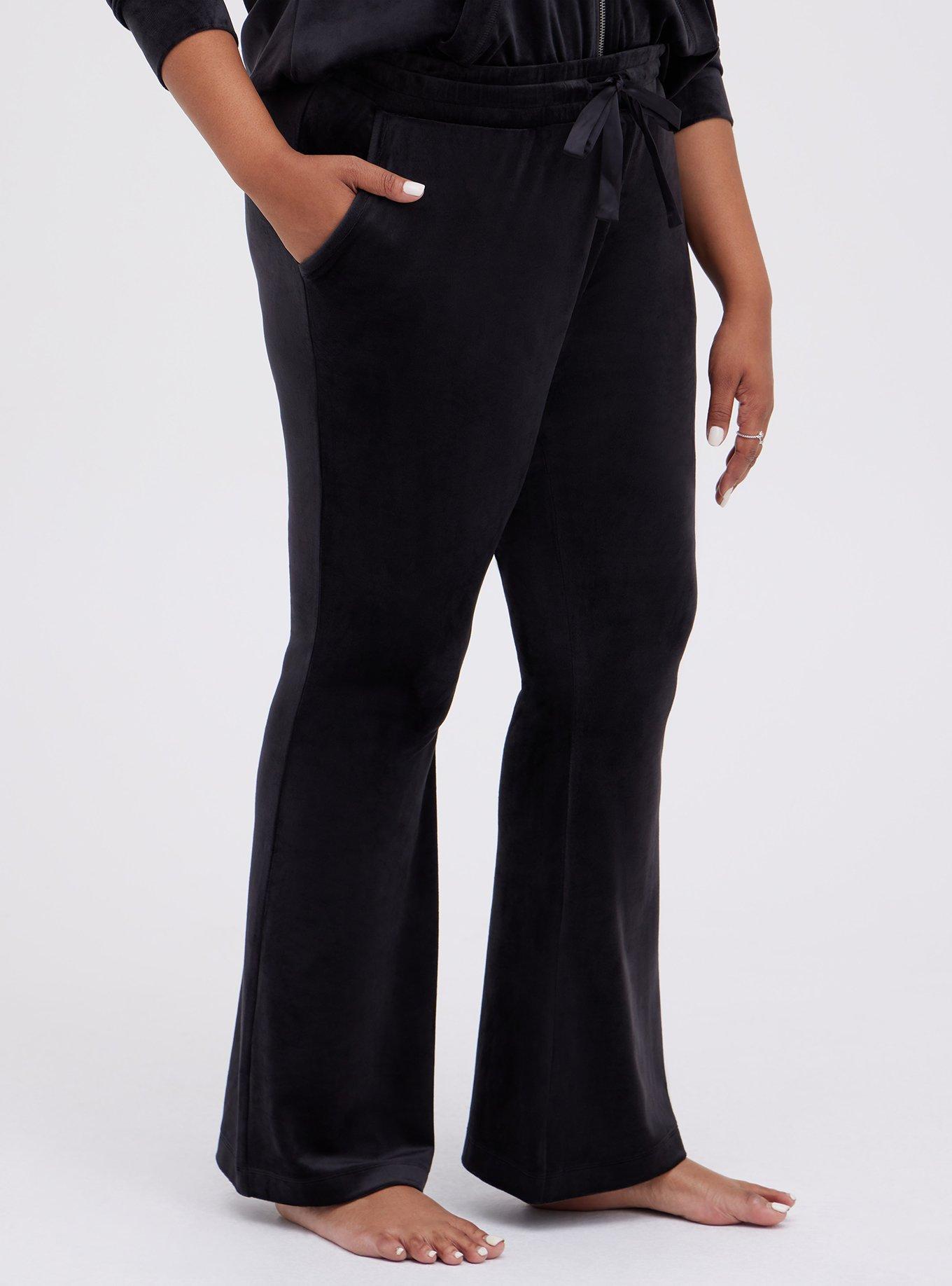 Velour Bootcut Lounge Pant, DEEP BLACK, hi-res