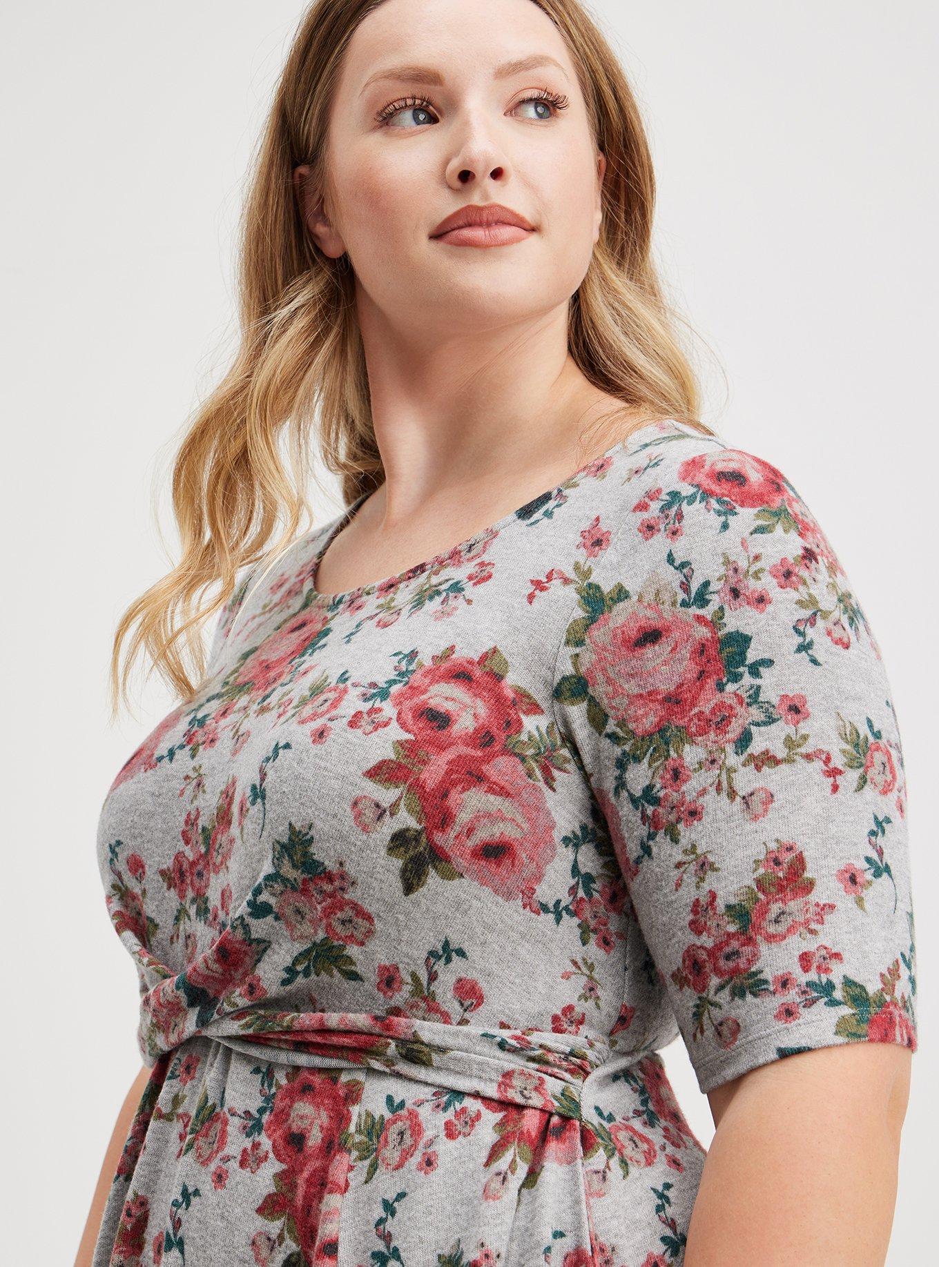 Grey floral skater clearance dress