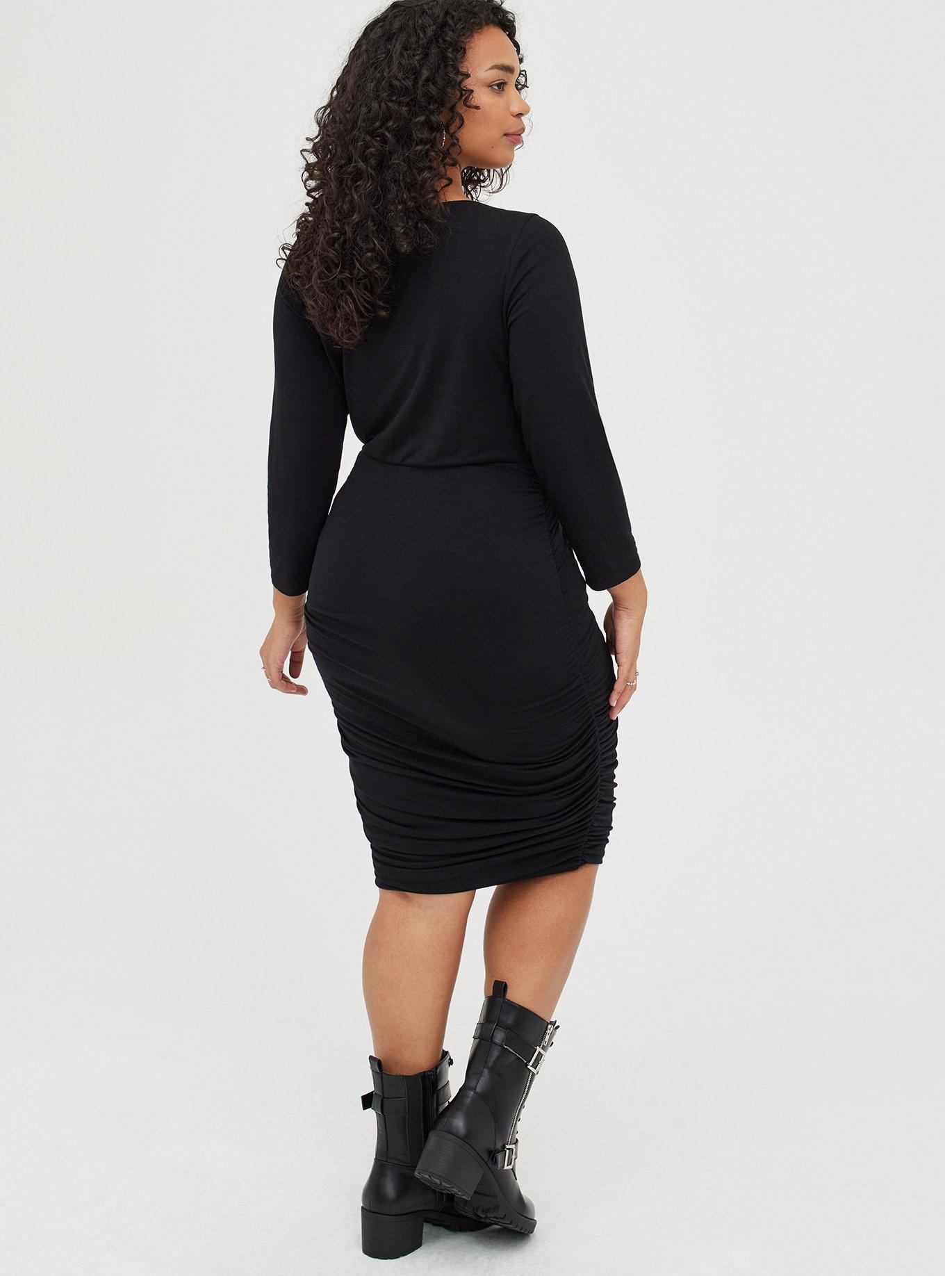 HDE Plus Size Bodycon Midi Dress - Modal Jersey Tank Dress, Fitted & Stretchy (Black, 14-16 Plus/1X)
