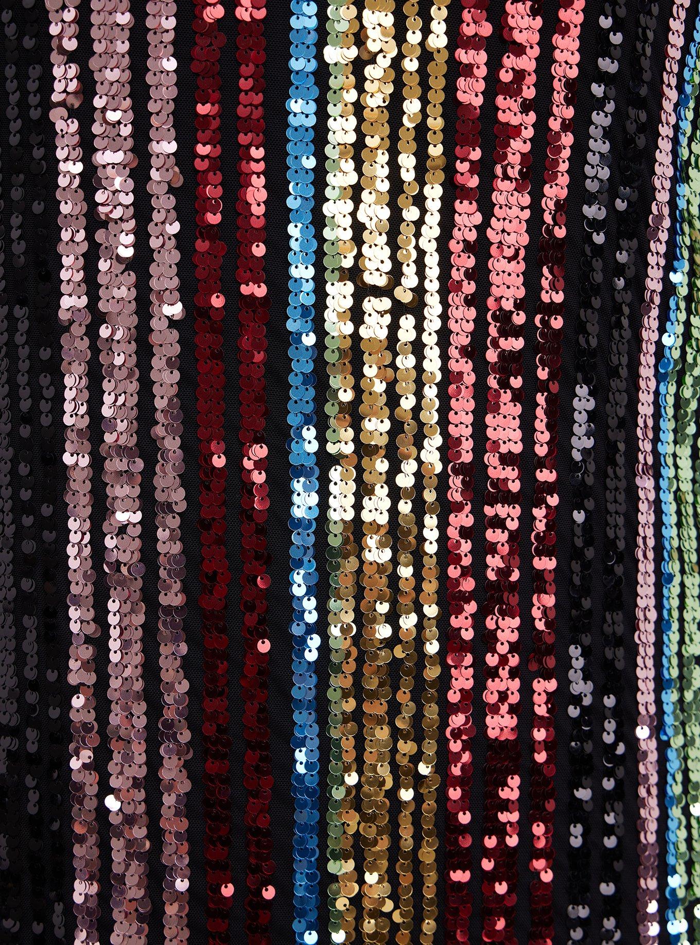 Bodycon Mini Dress - Sequin Stripe Rainbow, RAINBOW, alternate