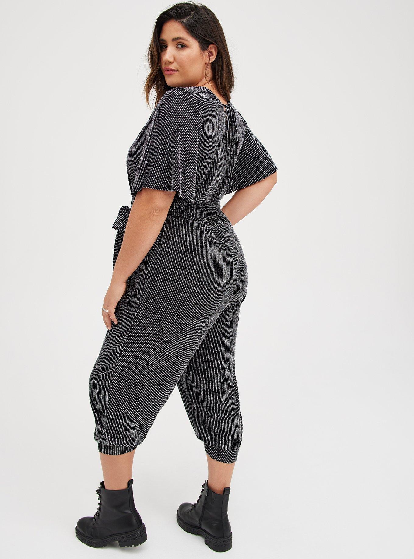 Plus Size - Glitter Knit Surplice Jumpsuit - Torrid