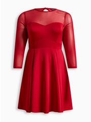 Mini Scuba Illusion Neck Dress, JESTER RED, hi-res