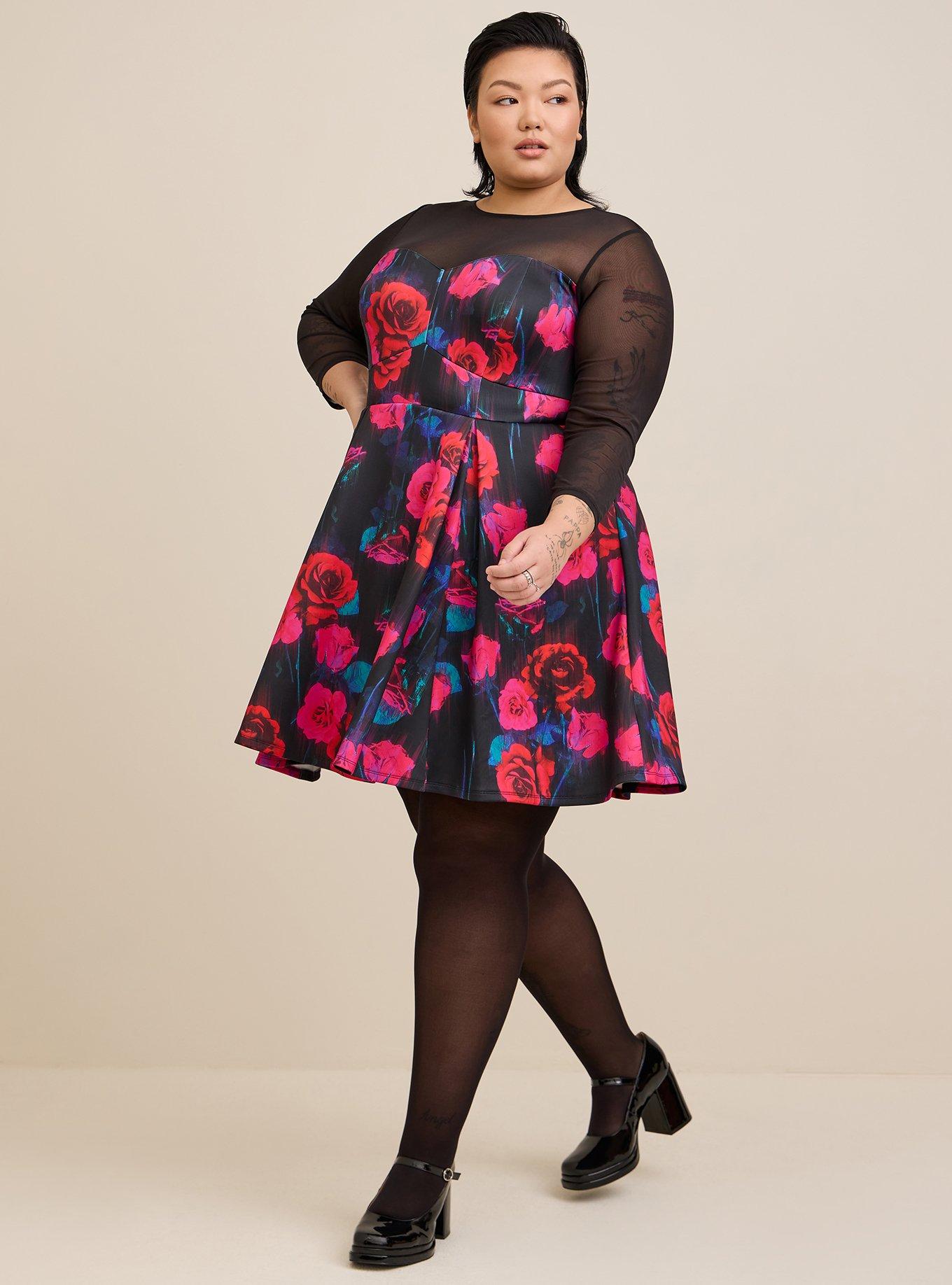 Plus Size - Mini Scuba Illusion Neck Dress - Torrid