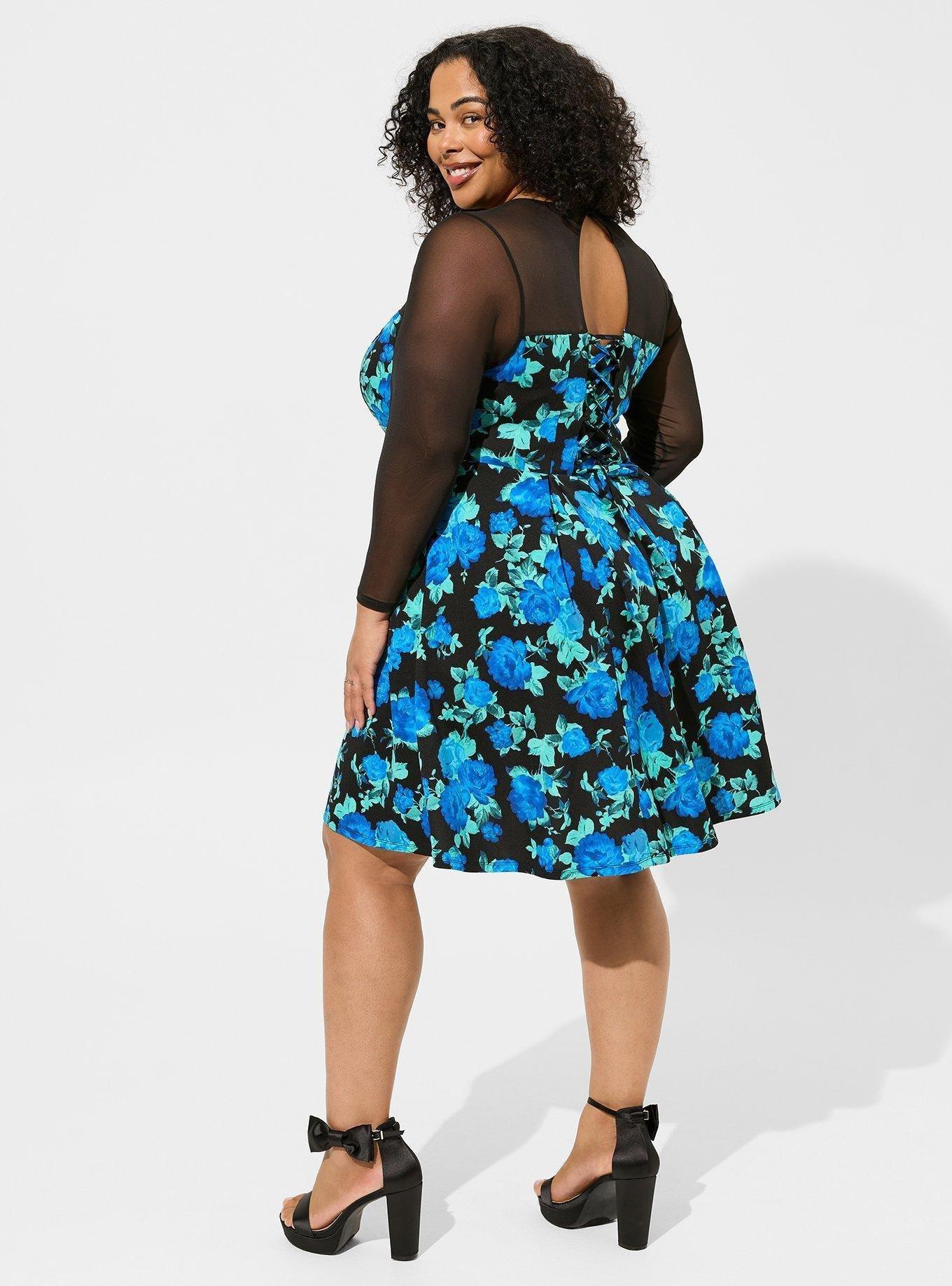 Plus Size - Mini Scuba Illusion Neck Dress - Torrid