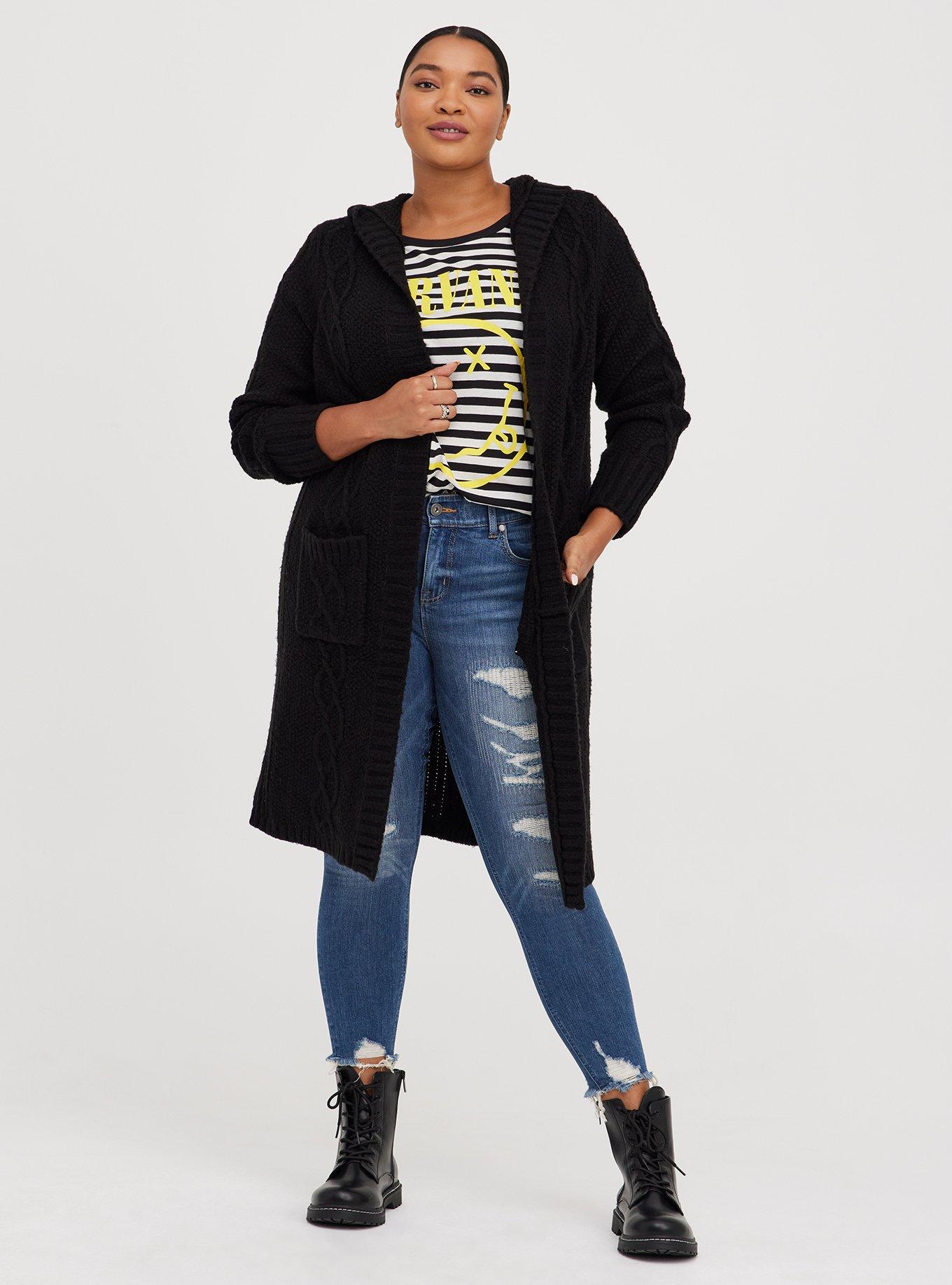 Hooded open front clearance cardigan