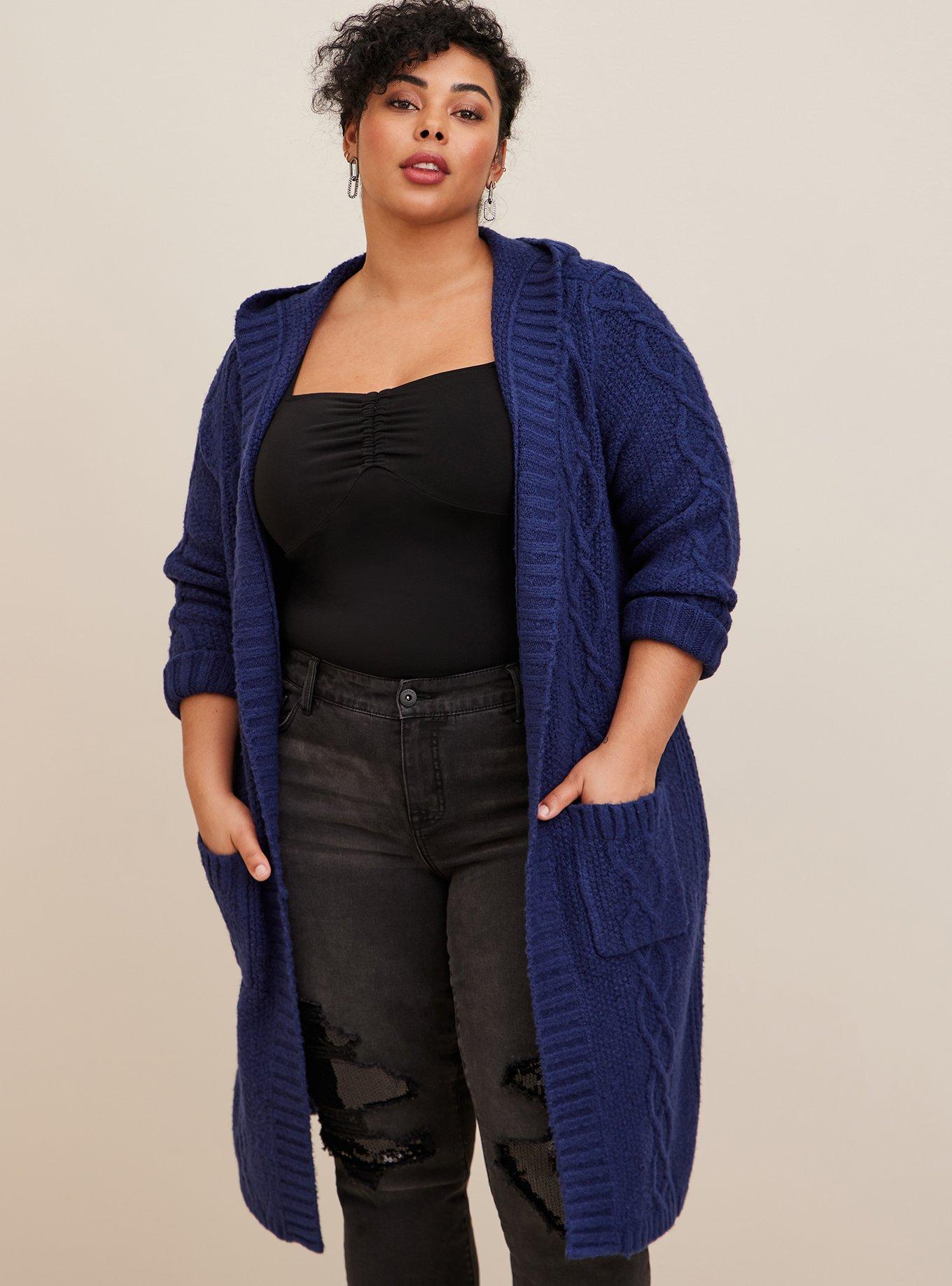 SHOWMALL Plus Size Shrug Women Bolero 3/4 Sleeve Navy Blue 3X